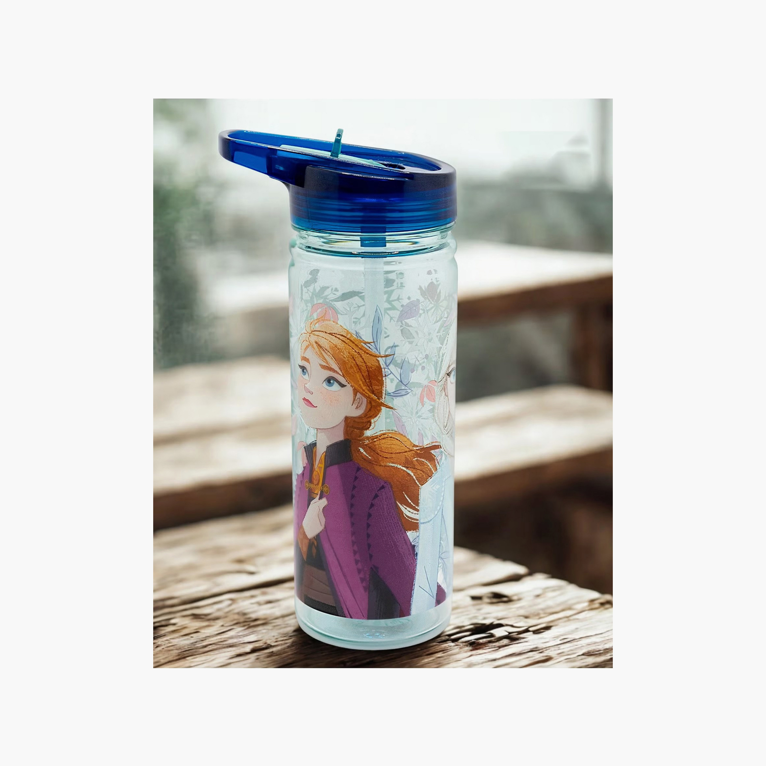 Disney Frozen Print Water Bottle with Straw and Handle - 580 ml-school-waterbottles-image-3