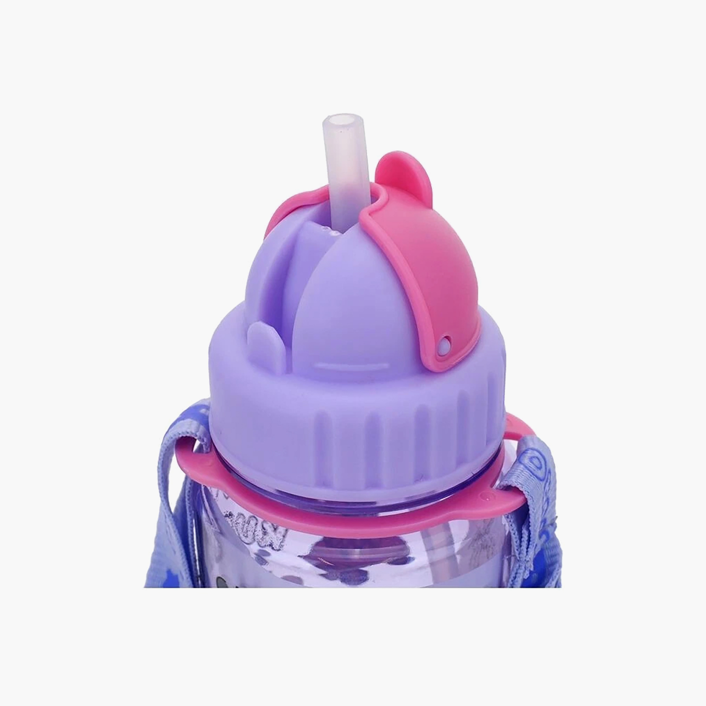 Sanrio Kuromi Print Water Bottle with Straw and Strap Handle - 540 ml-school-waterbottles-image-3