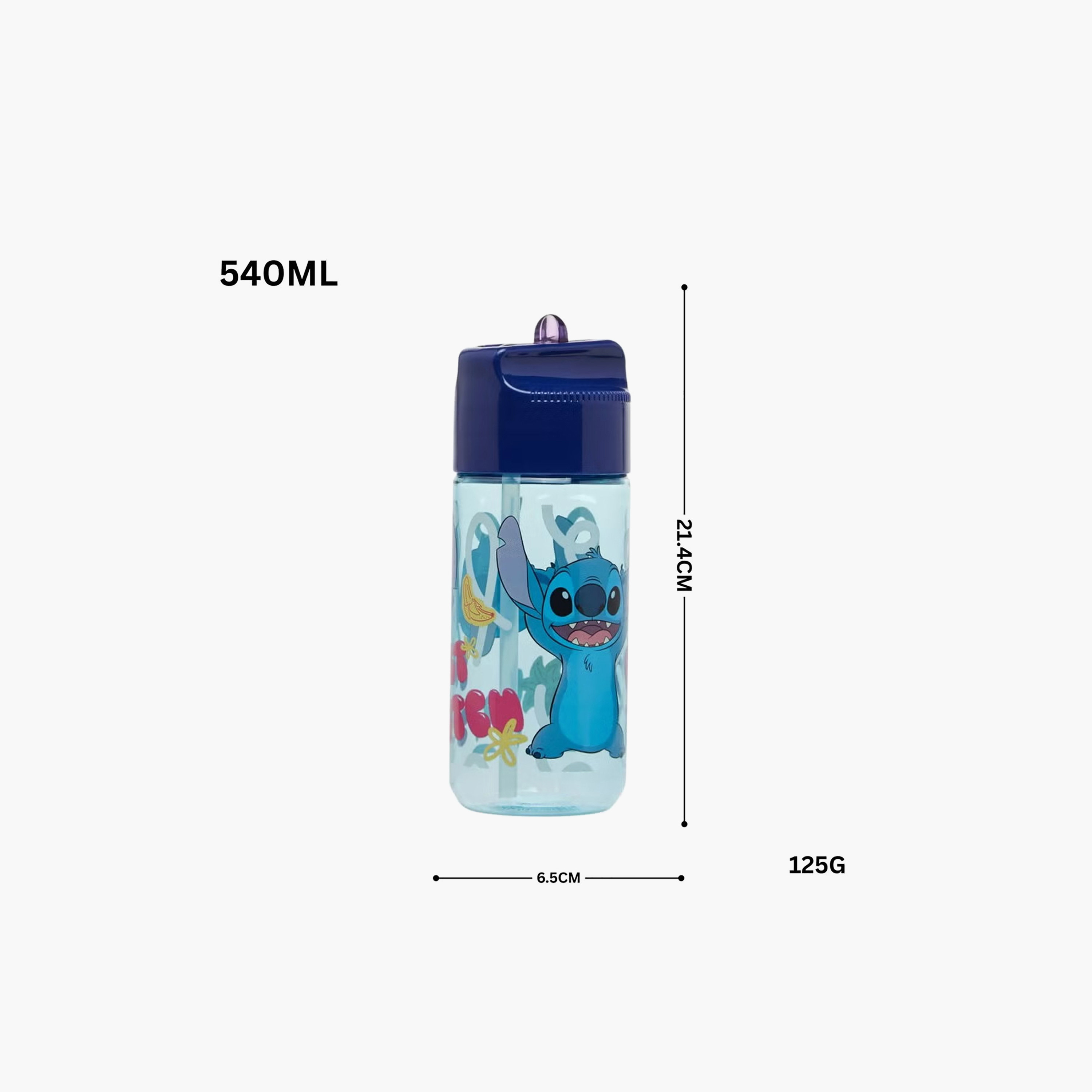 Disney Stitch Print Water Bottle with Flip Spout - 540 ml-school-waterbottles-image-2