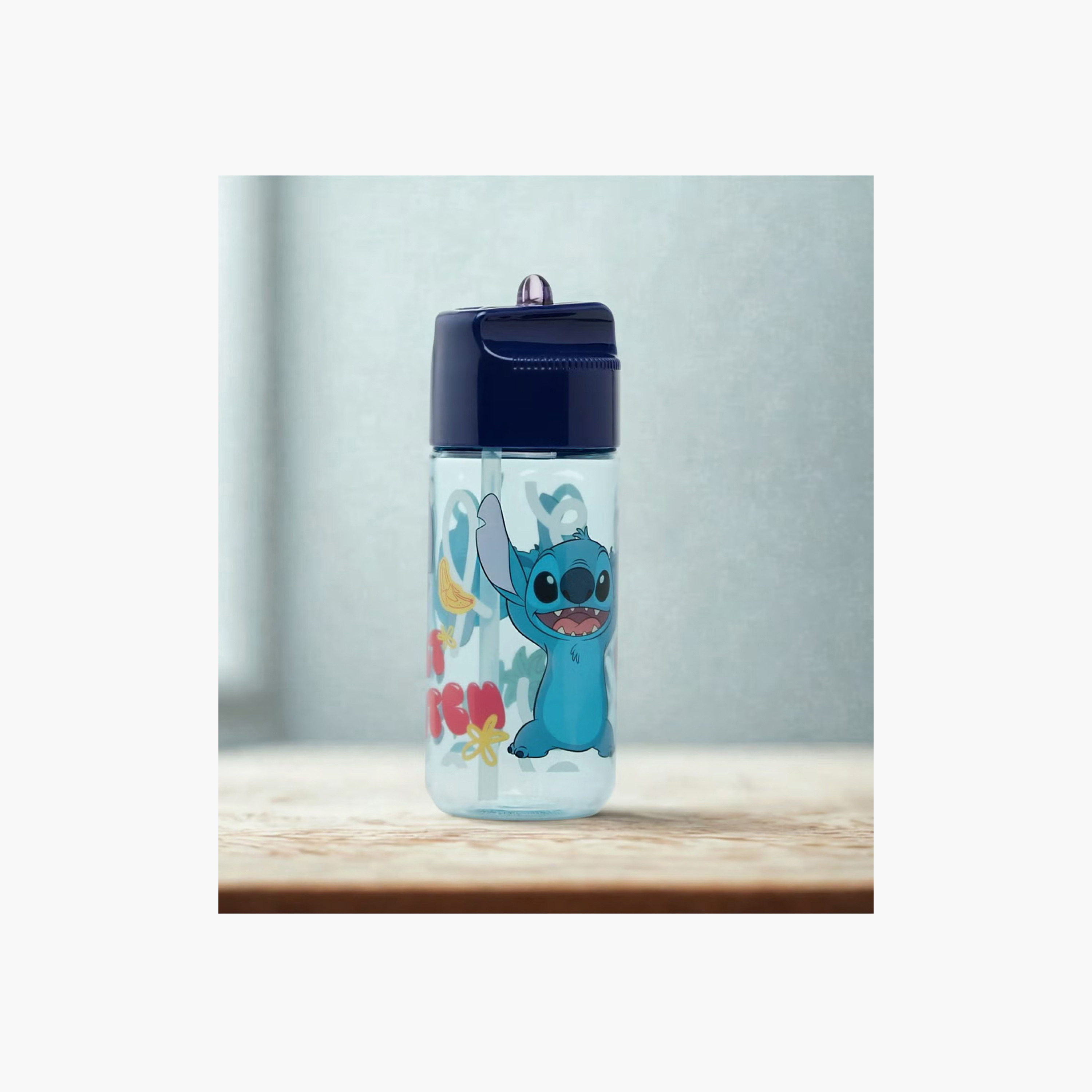 Disney Stitch Print Water Bottle with Flip Spout - 540 ml-school-waterbottles-image-4