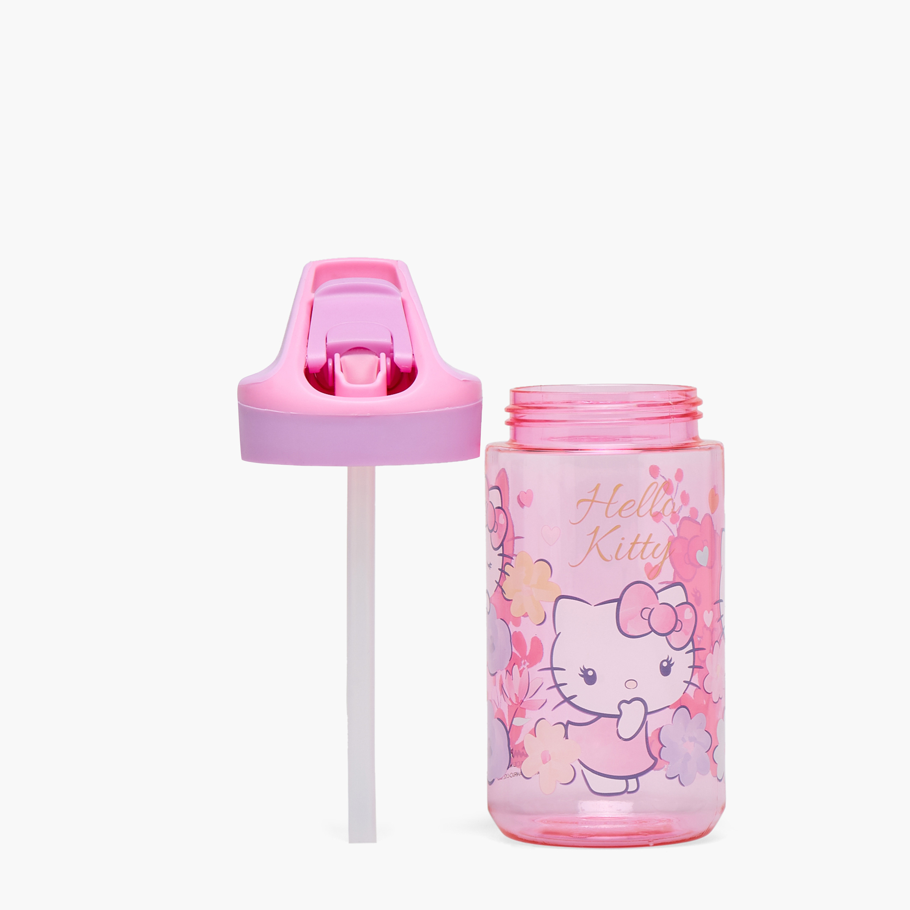 قارورة مياه بفوهة قلابة ومقبض وطبعات هالو كيتي من سانريو - 480 مل-school-waterbottles-image-2