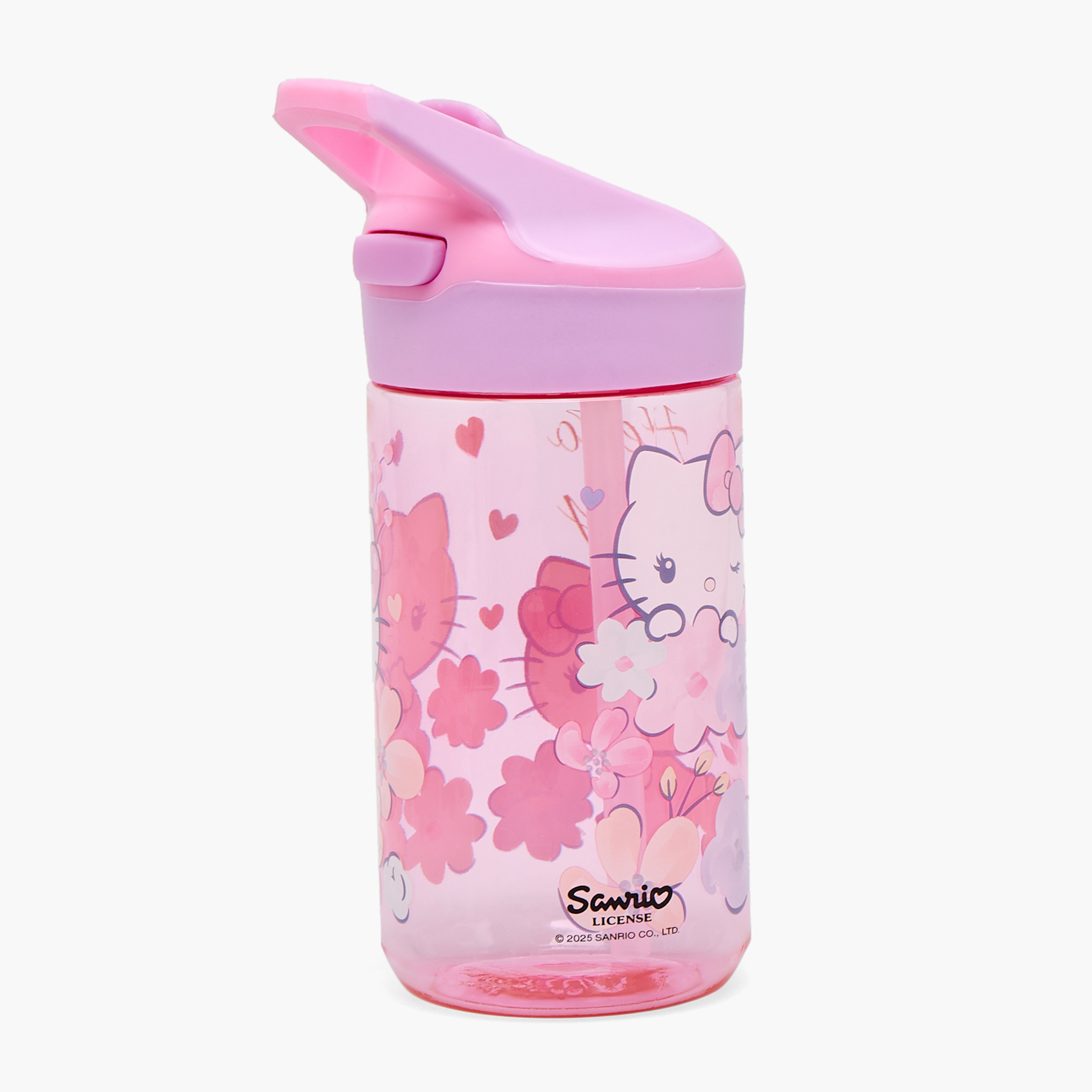 قارورة مياه بفوهة قلابة ومقبض وطبعات هالو كيتي من سانريو - 480 مل-school-waterbottles-image-3