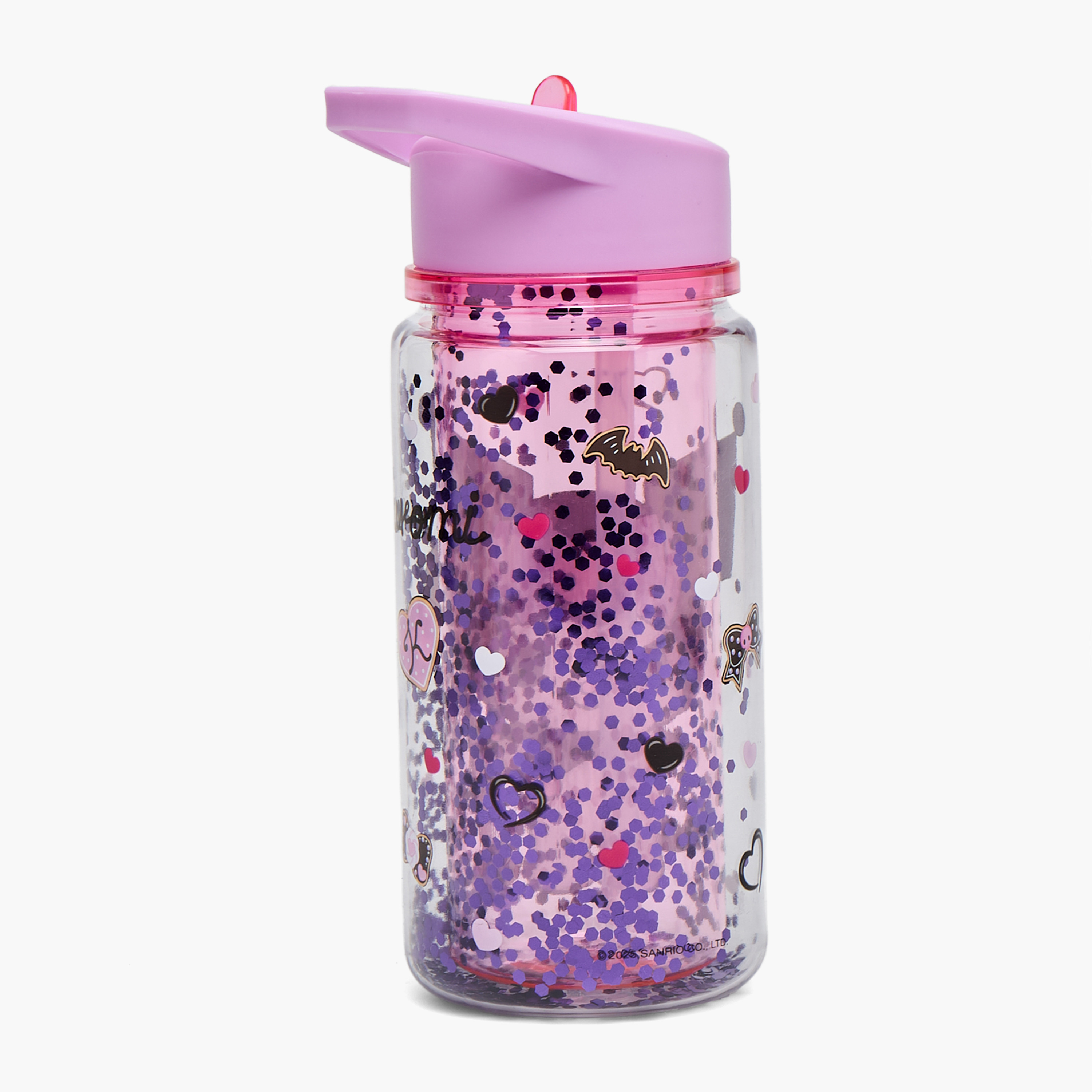 Sanrio Kuromi Print Water Bottle with Flip Spout and Handle - 330 ml-school-waterbottles-image-3