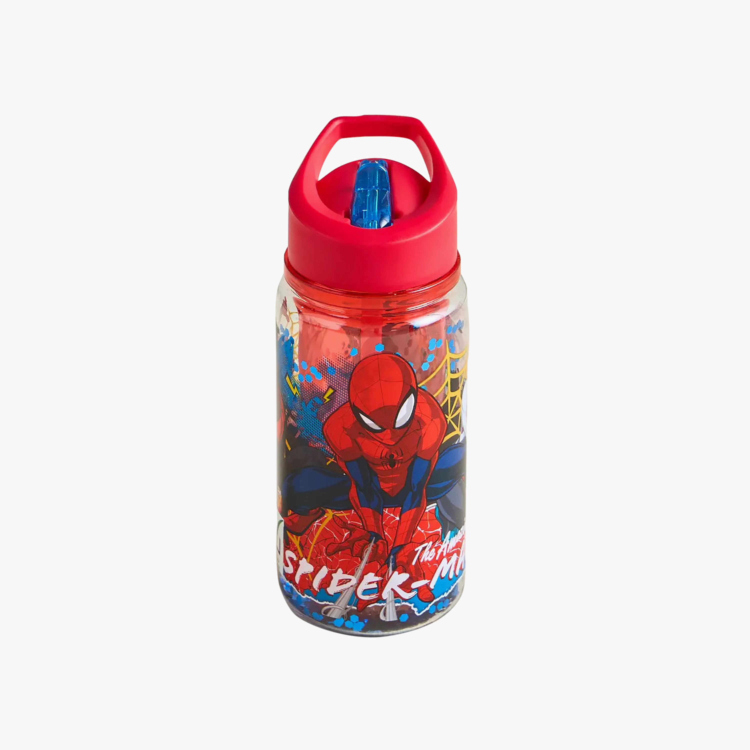 Spider-Man Print Water Bottle with Flip Spout and Handle - 330 ml-school-waterbottles-image-1