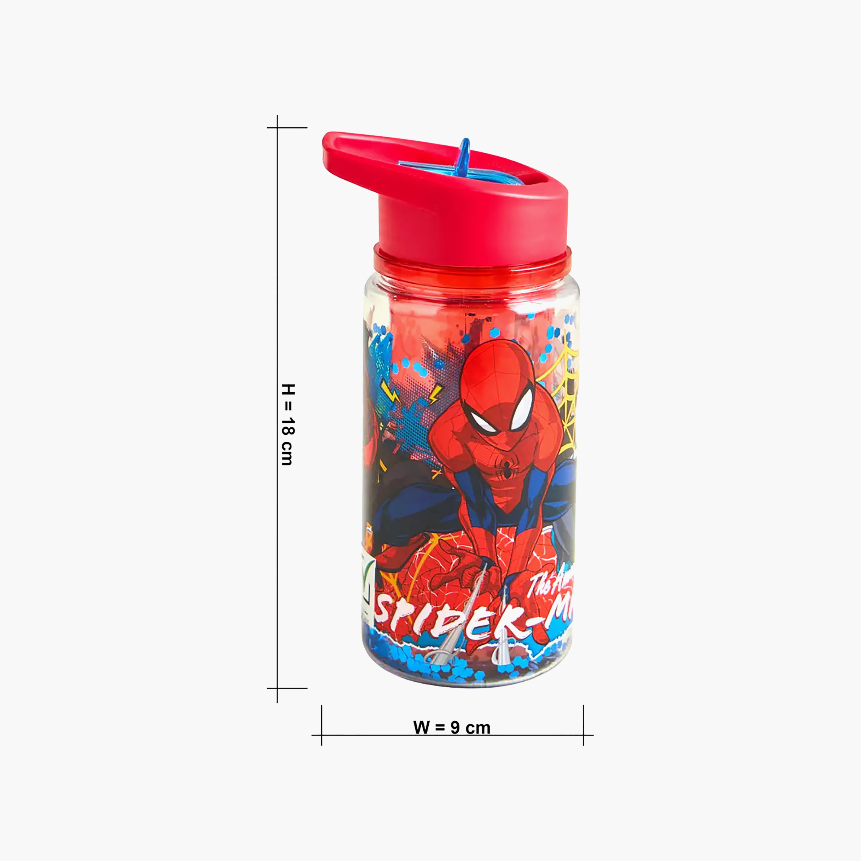 Spider-Man Print Water Bottle with Flip Spout and Handle - 330 ml-school-waterbottles-image-2