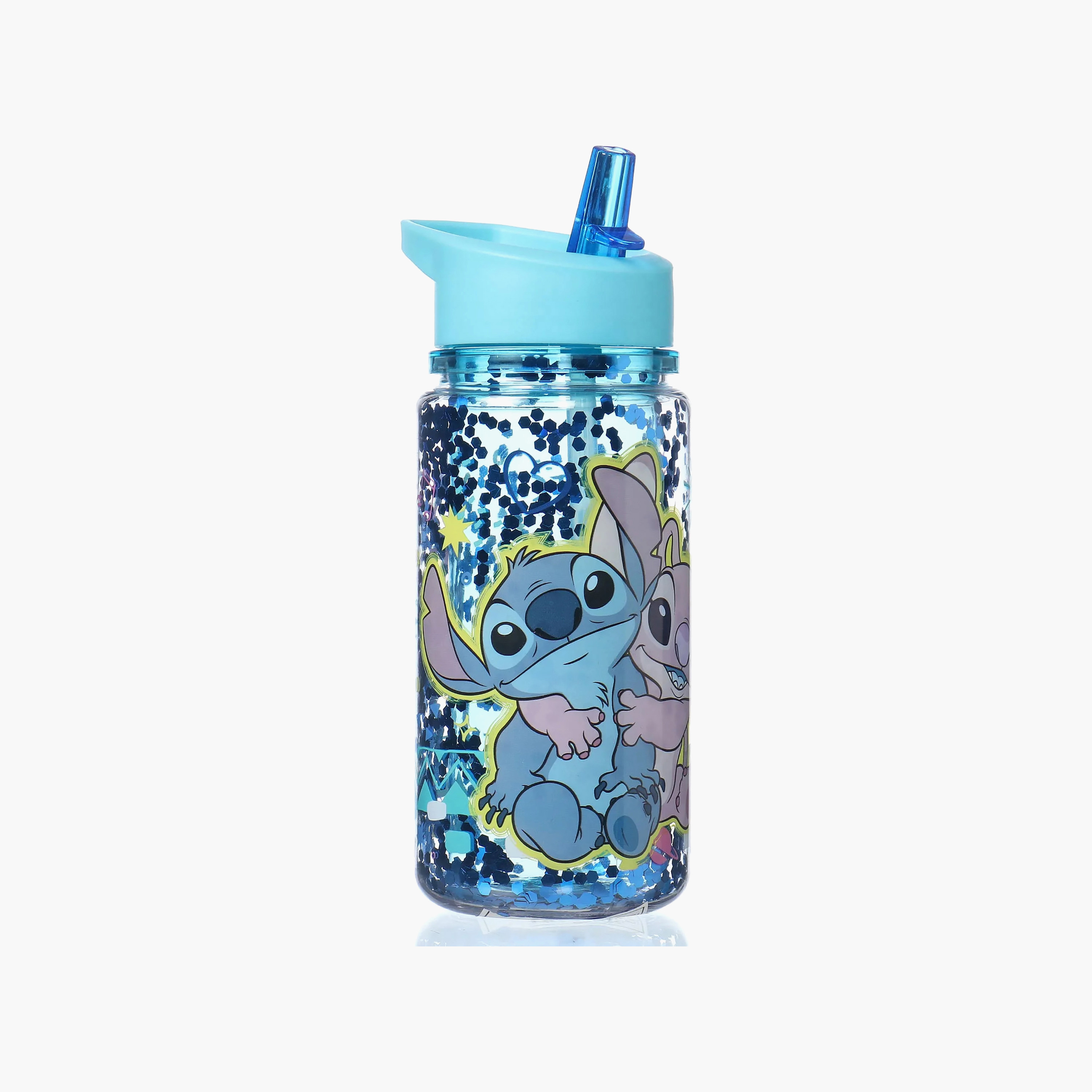 Disney Stitch and Angel Print Water Bottle with Flip Spout and Handle - 330 ml-school-waterbottles-image-3