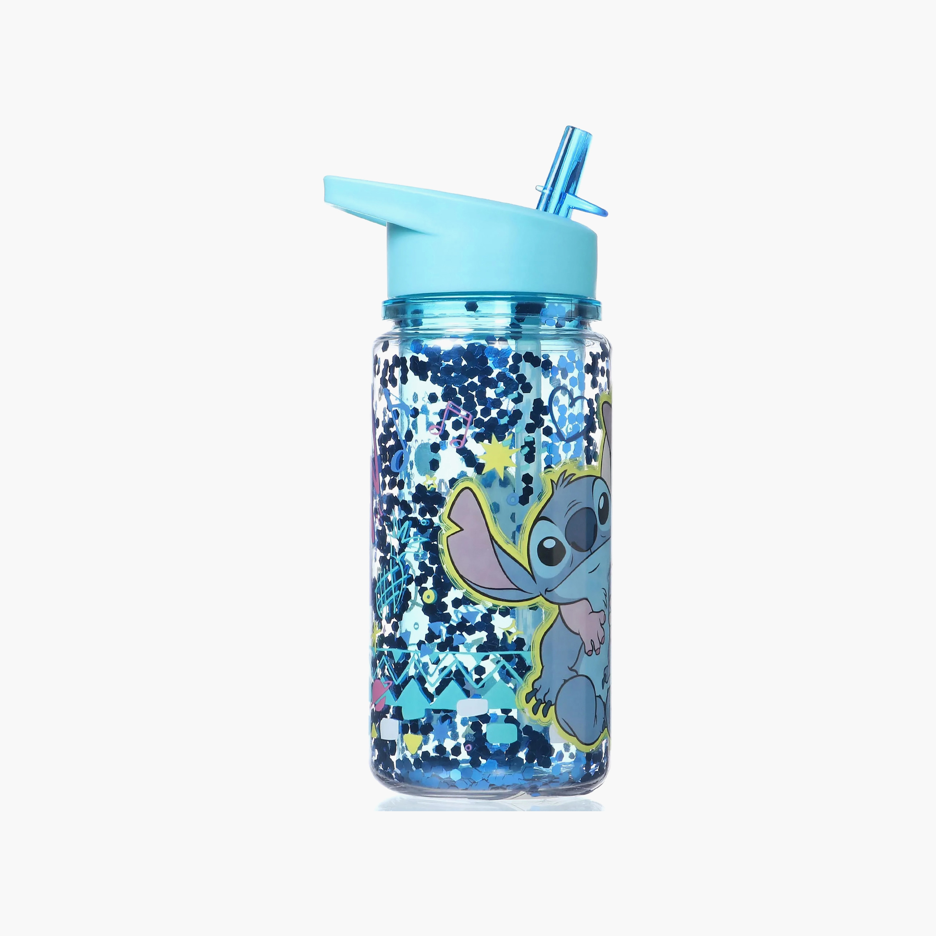 Disney Stitch and Angel Print Water Bottle with Flip Spout and Handle - 330 ml-school-waterbottles-image-4