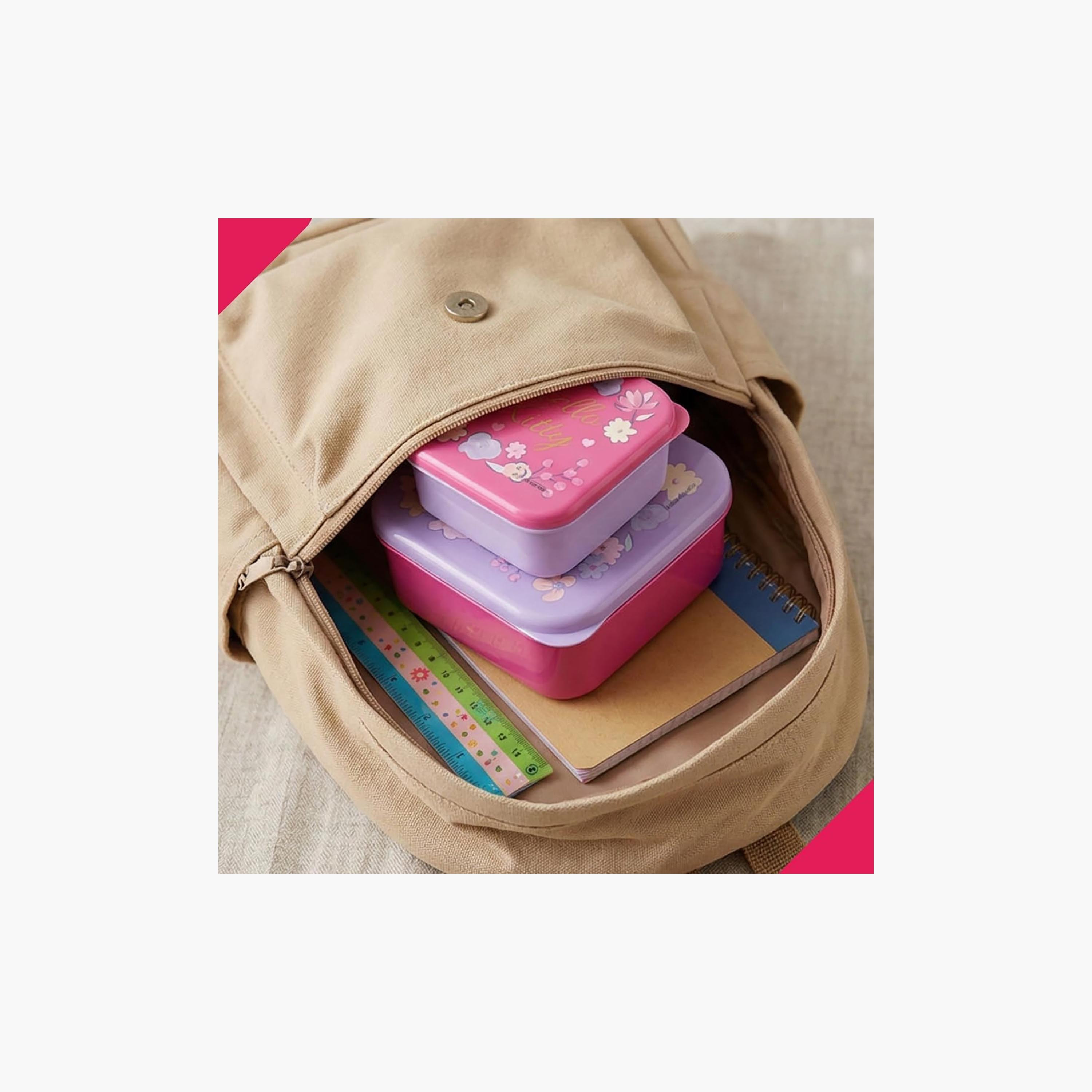 Pack of 3 Sanrio Hello Kitty Print Lunch Box for Girls with Lid-school-waterbottles-image-3