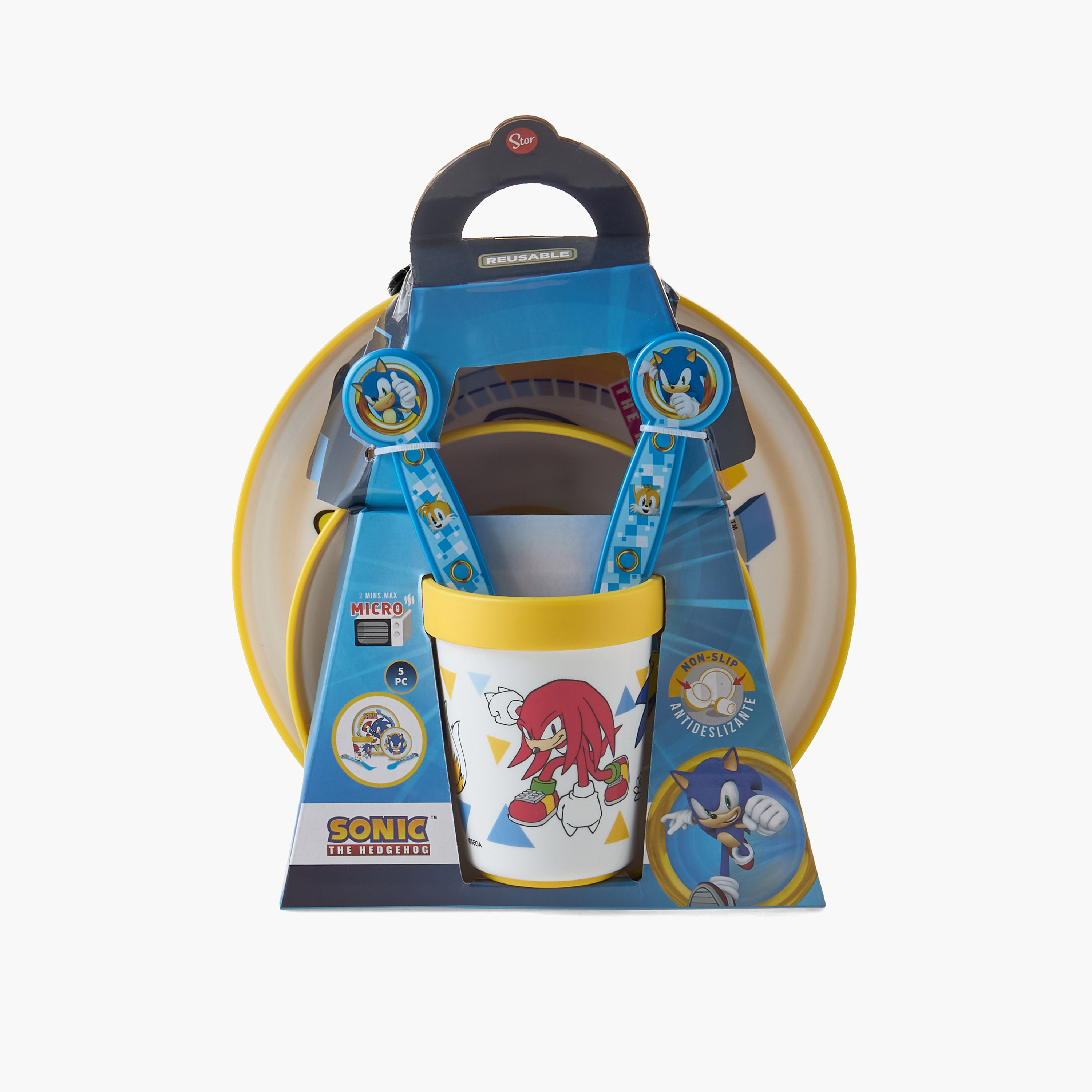طقم وقت الطعام مع صحن ووعاء وأدوات مائدة وكوب بطبعات سونيك من سيجا-school-waterbottles-image-7