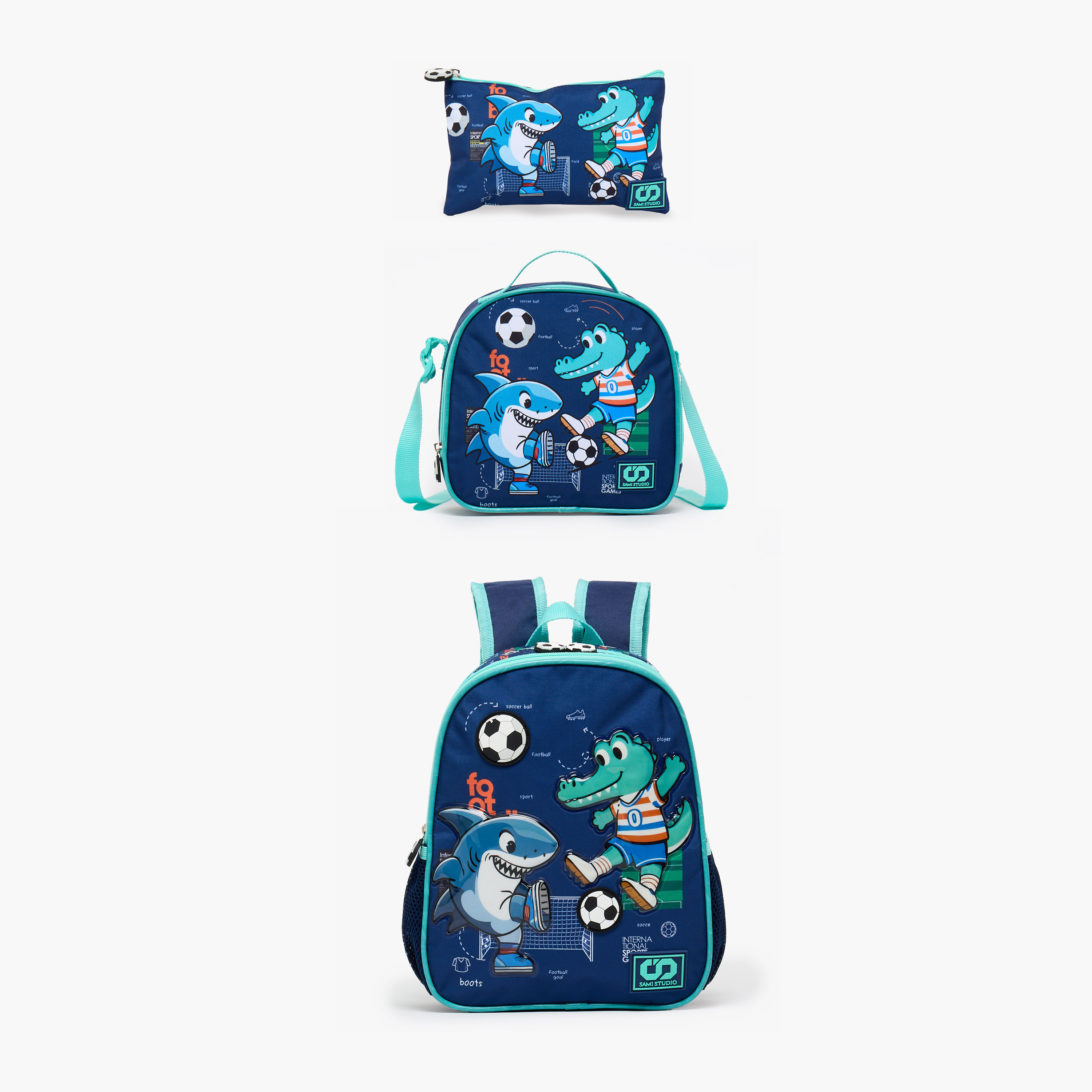 SAMI STUDIO Printed 3-Piece School Backpack Set for Boys 2-5 Years with Lunch Bag - 12 inches-school-bagsandbackpacks-backpacks-image-1