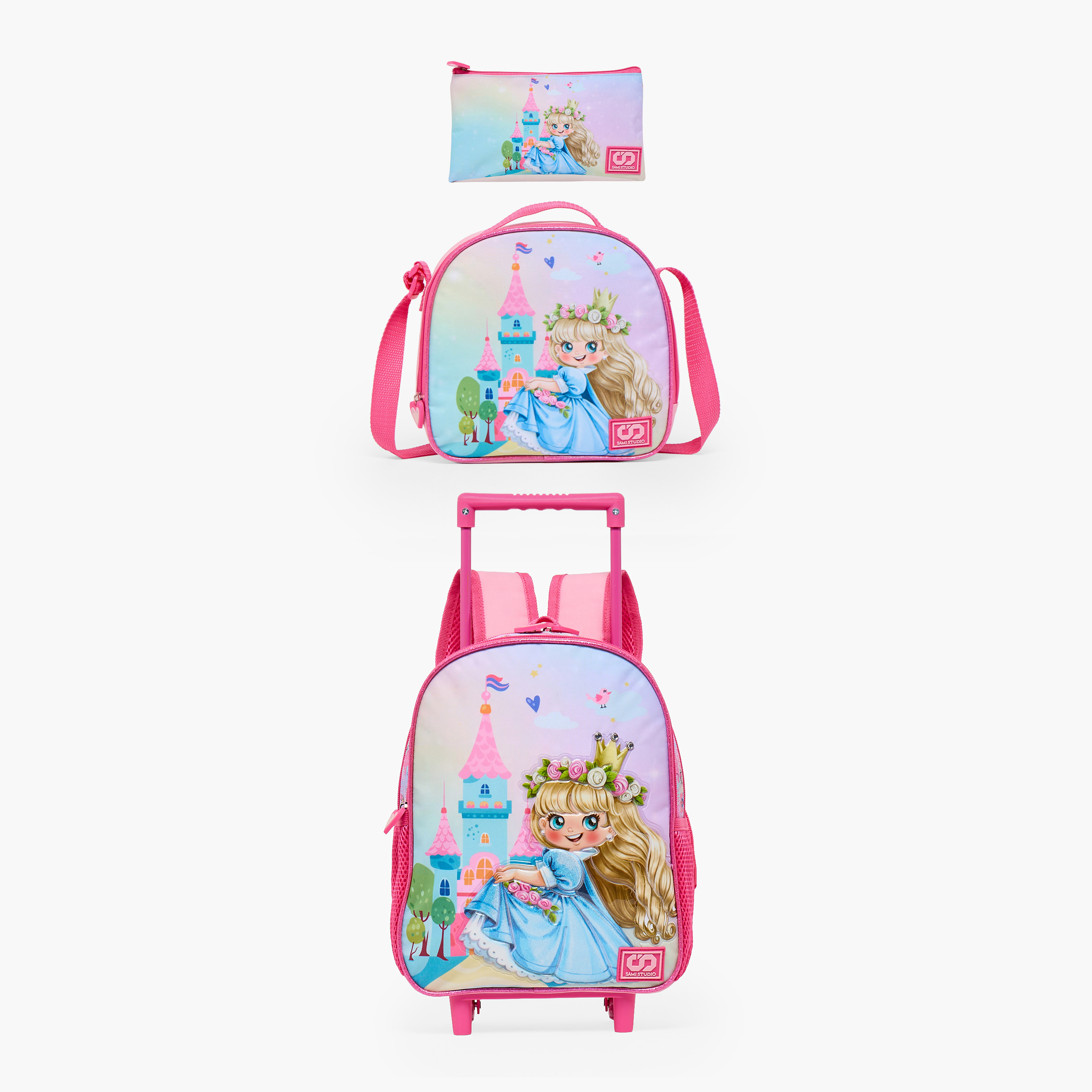 SAMI STUDIO Princess 3-Piece School Trolley Bag Set for Girl 2-5 Years with Lunch Bag - 12 inches-school-bagsandbackpacks-trolleybags-image-9