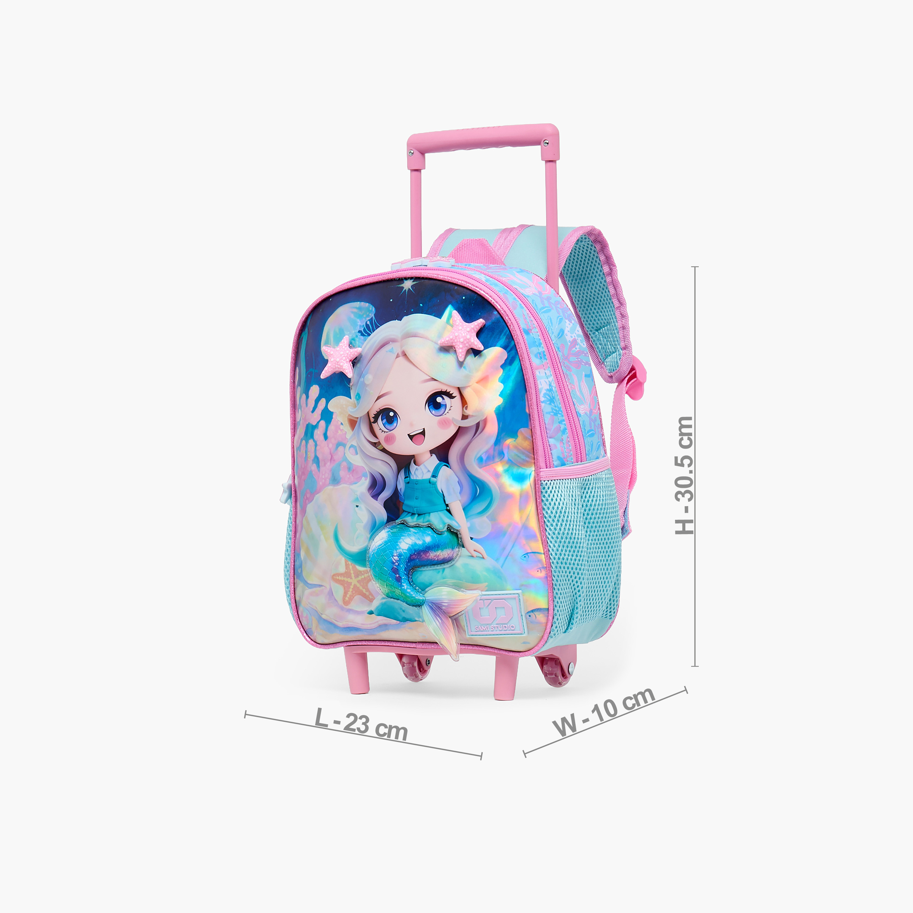 SAMI STUDIO Mermaid 3-Piece School Trolley Bag Set for Girls 2-5 Years with Lunch Bag - 12 inches-school-bagsandbackpacks-trolleybags-image-9