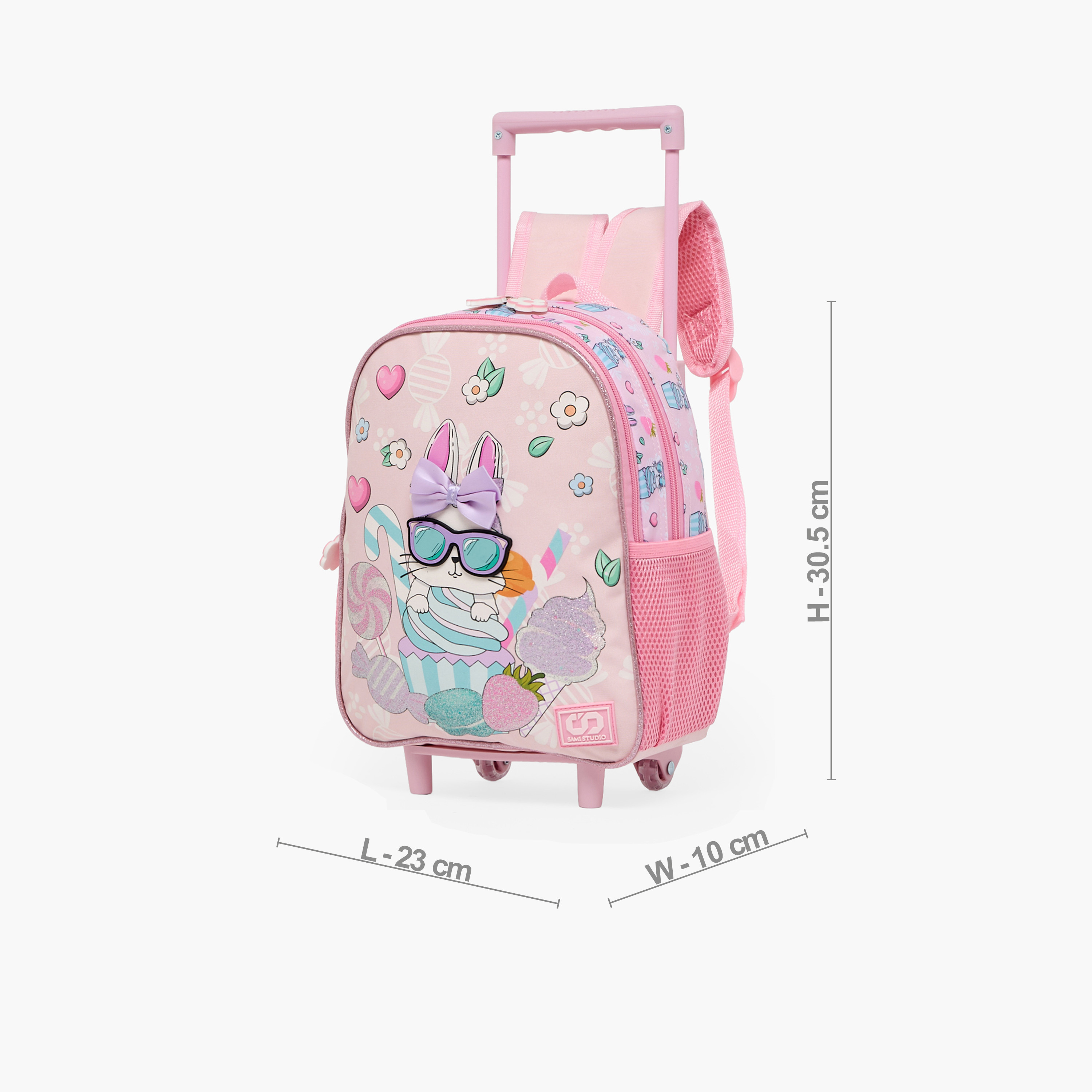 SAMI STUDIO Rabbit 3-Piece School Trolley Bag Set for Girls 2-5 Years with Lunch Bag - 12 inches-school-bagsandbackpacks-trolleybags-image-8