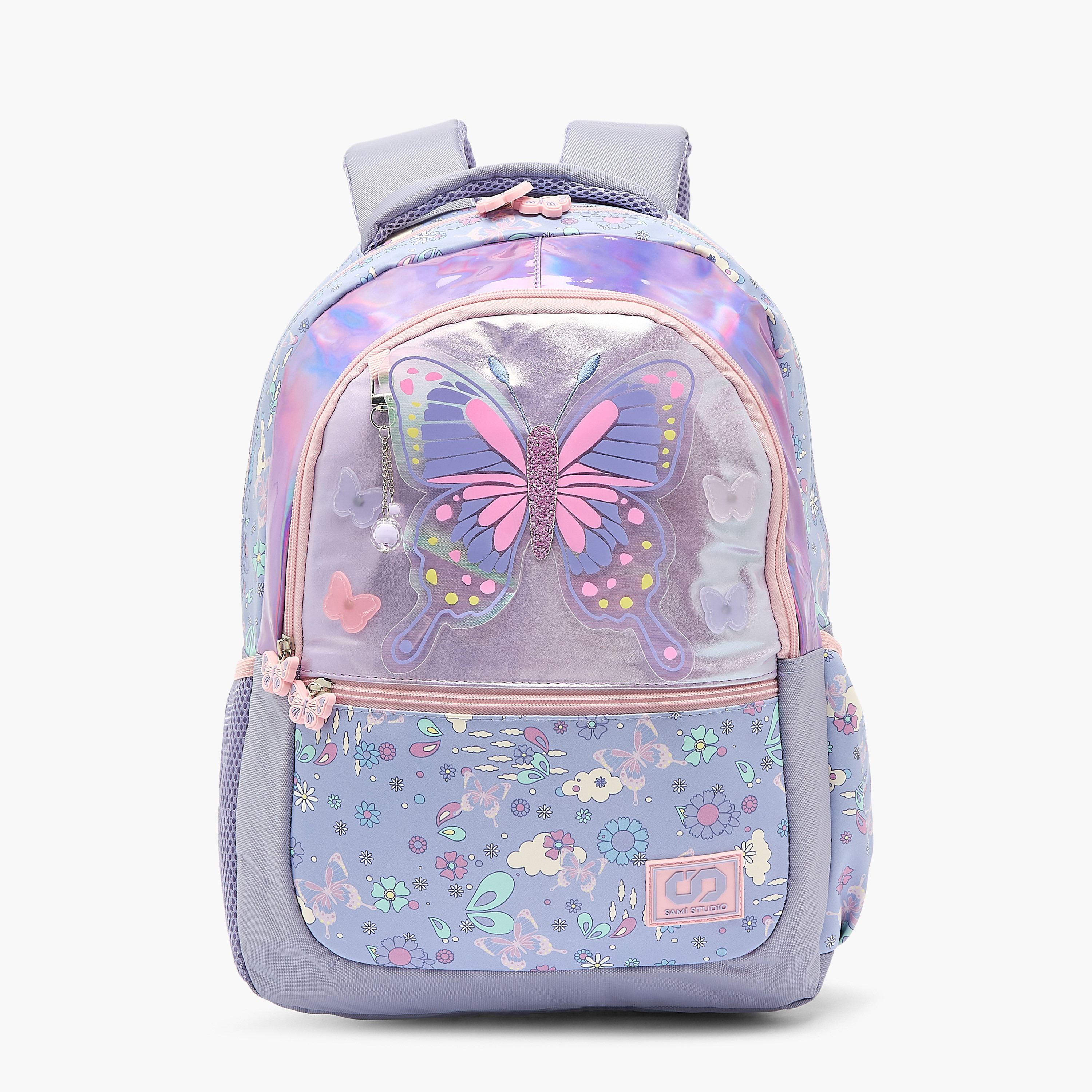 SAMI STUDIO Butterfly Print Backpack for Girls 8-13 Years with Padded Shoulder Strap - 17 inches-school-bagsandbackpacks-backpacks-image-1