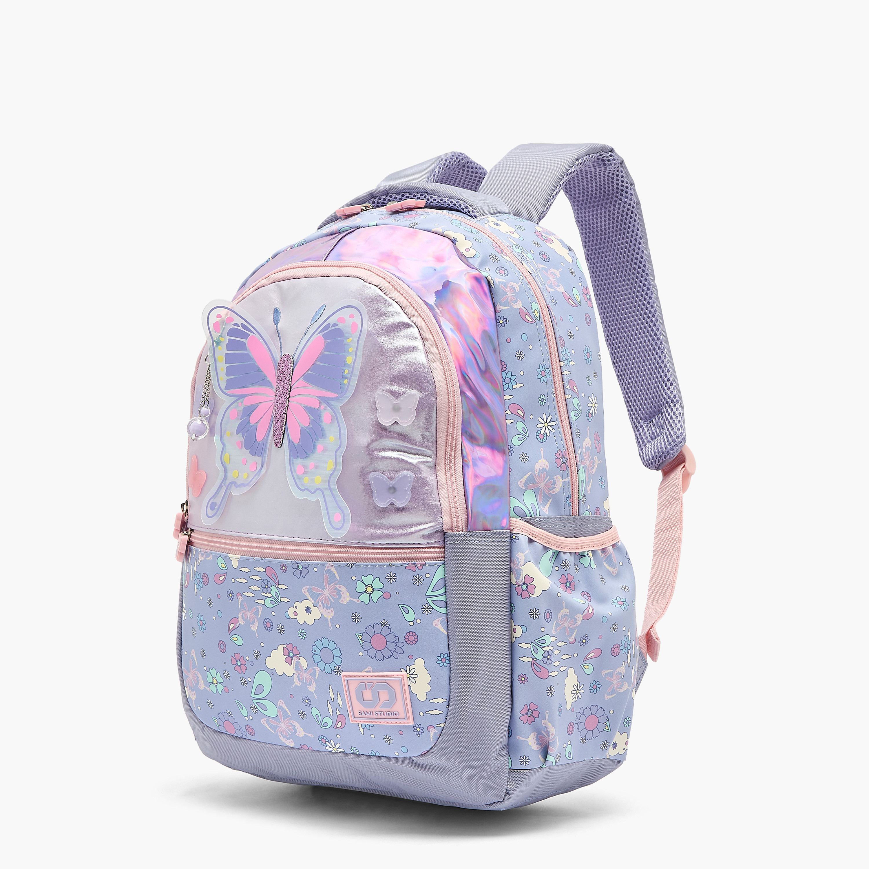 SAMI STUDIO Butterfly Print Backpack for Girls 8-13 Years with Padded Shoulder Strap - 17 inches-school-bagsandbackpacks-backpacks-image-2