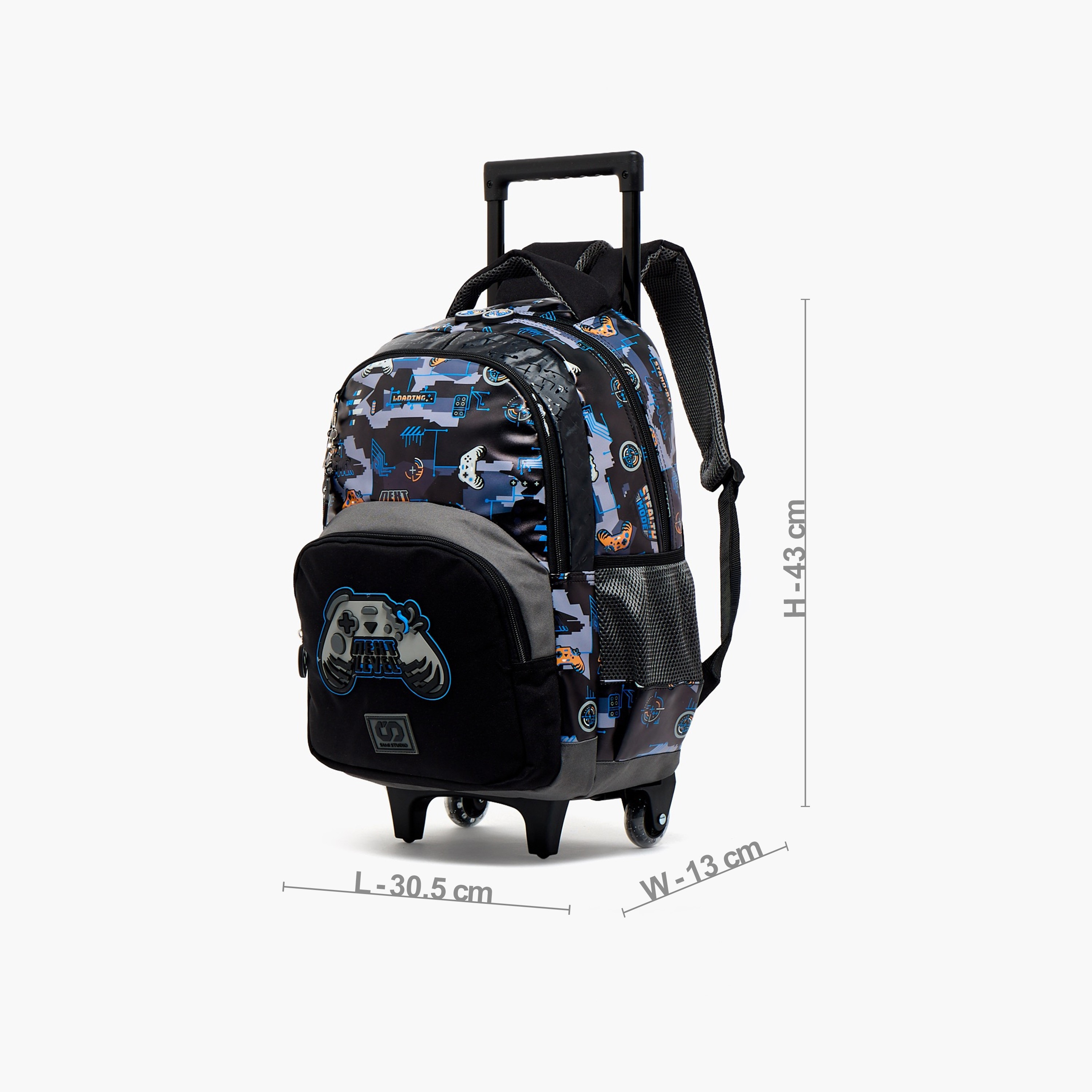 شنطة ترولي بطبعات ألعاب وسحاب إغلاق للأولاد 8-12 سنوات من سامي ستديو - 17 بوصة-school-bagsandbackpacks-trolleybags-image-8