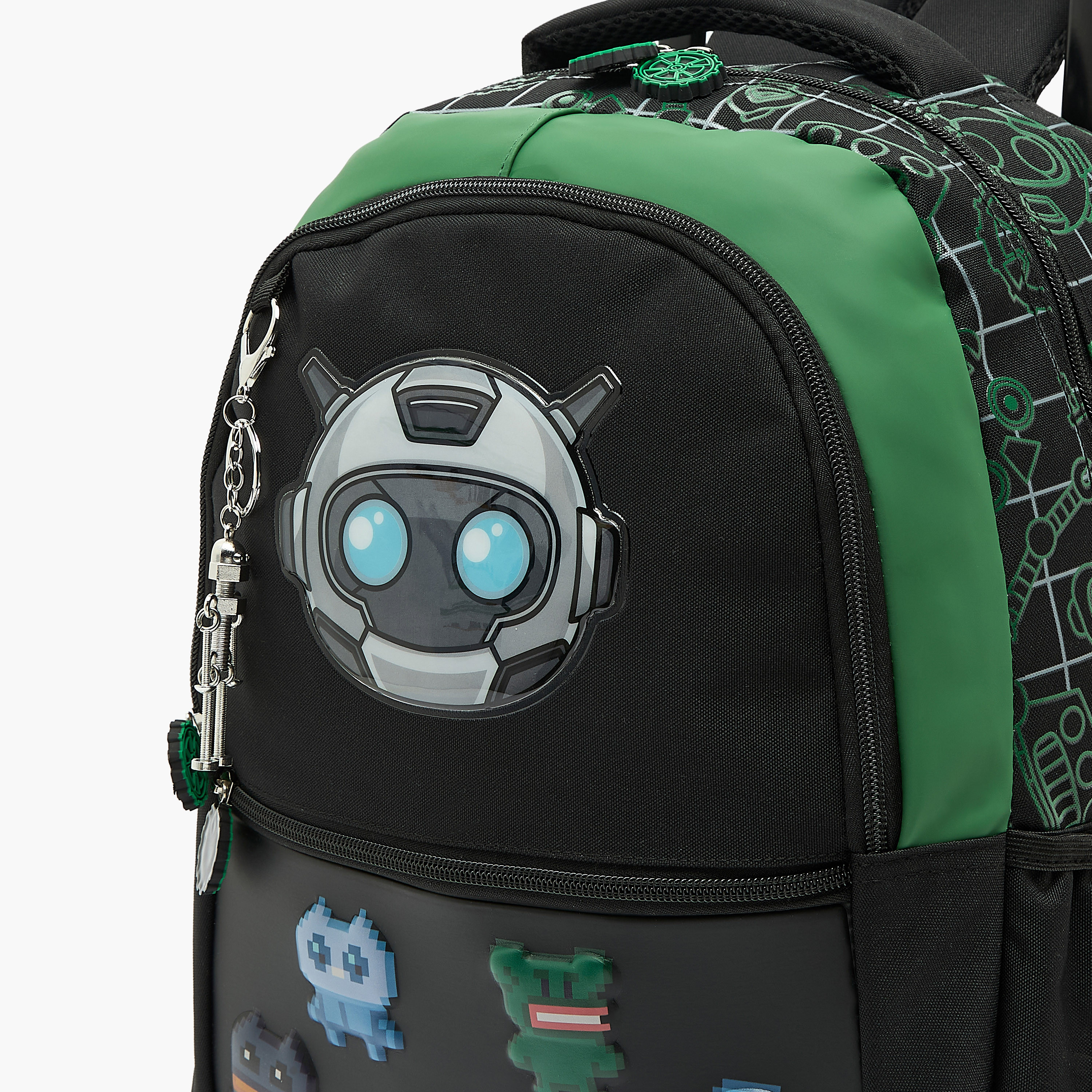 SAMI STUDIO Robot Print Backpack for 5-8 Years Boys with keychain-school-bagsandbackpacks-trolleybags-image-3