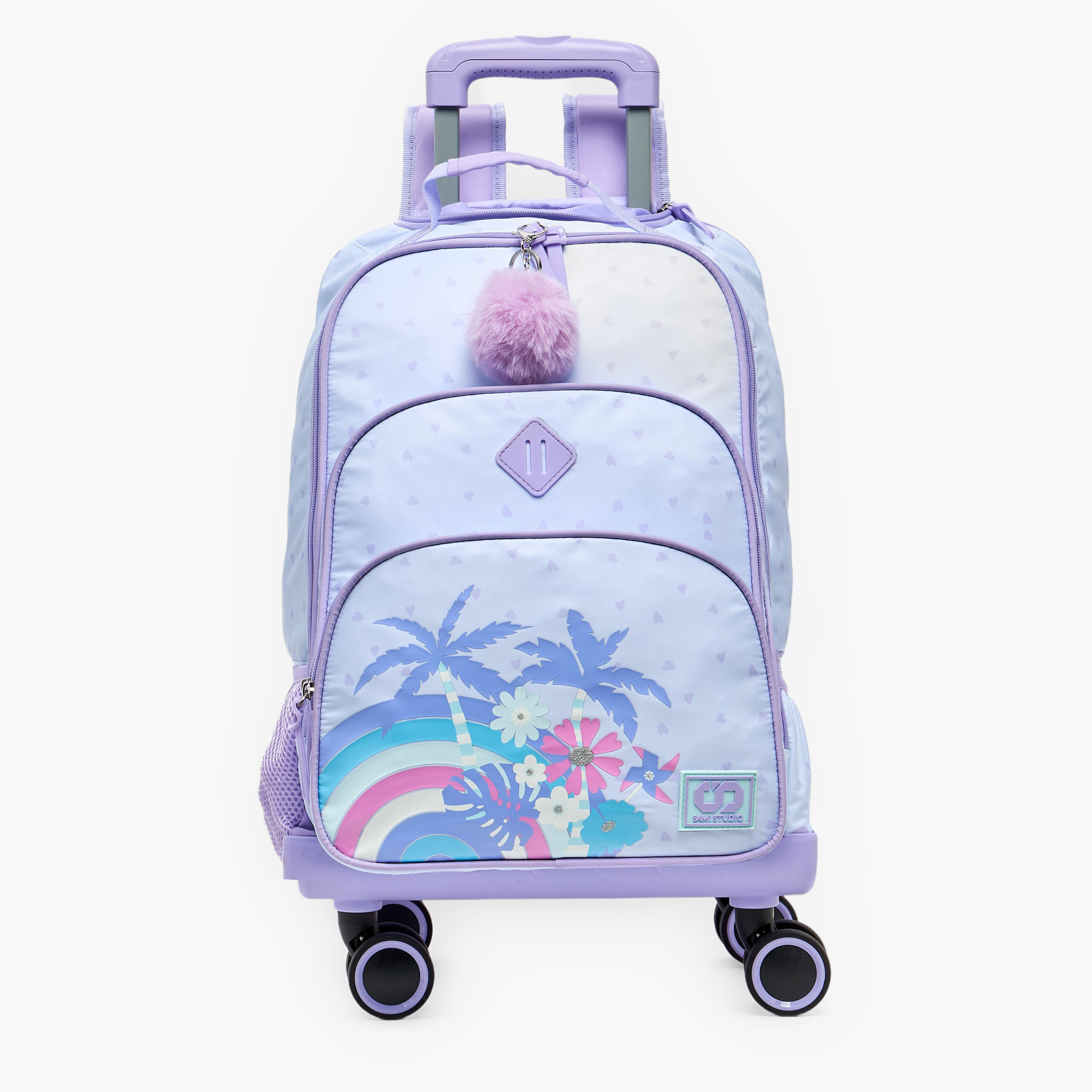 شنطة ترولي بمقبض قابل للسحب وطبعات للبنات 8 - 13 سنة من سامي ستوديو - 18 بوصة-school-bagsandbackpacks-trolleybags-image-1