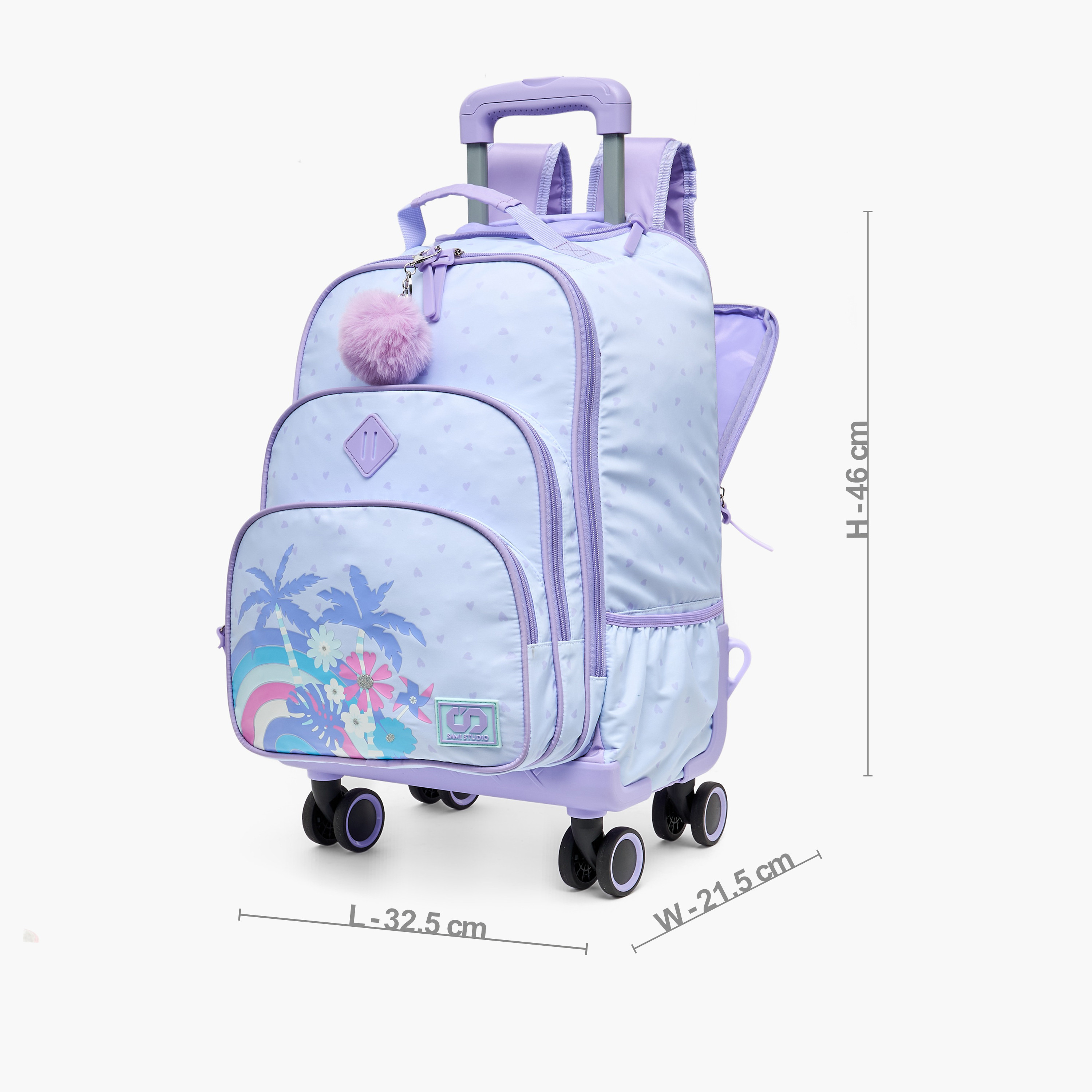 شنطة ترولي بمقبض قابل للسحب وطبعات للبنات 8 - 13 سنة من سامي ستوديو - 18 بوصة-school-bagsandbackpacks-trolleybags-image-7