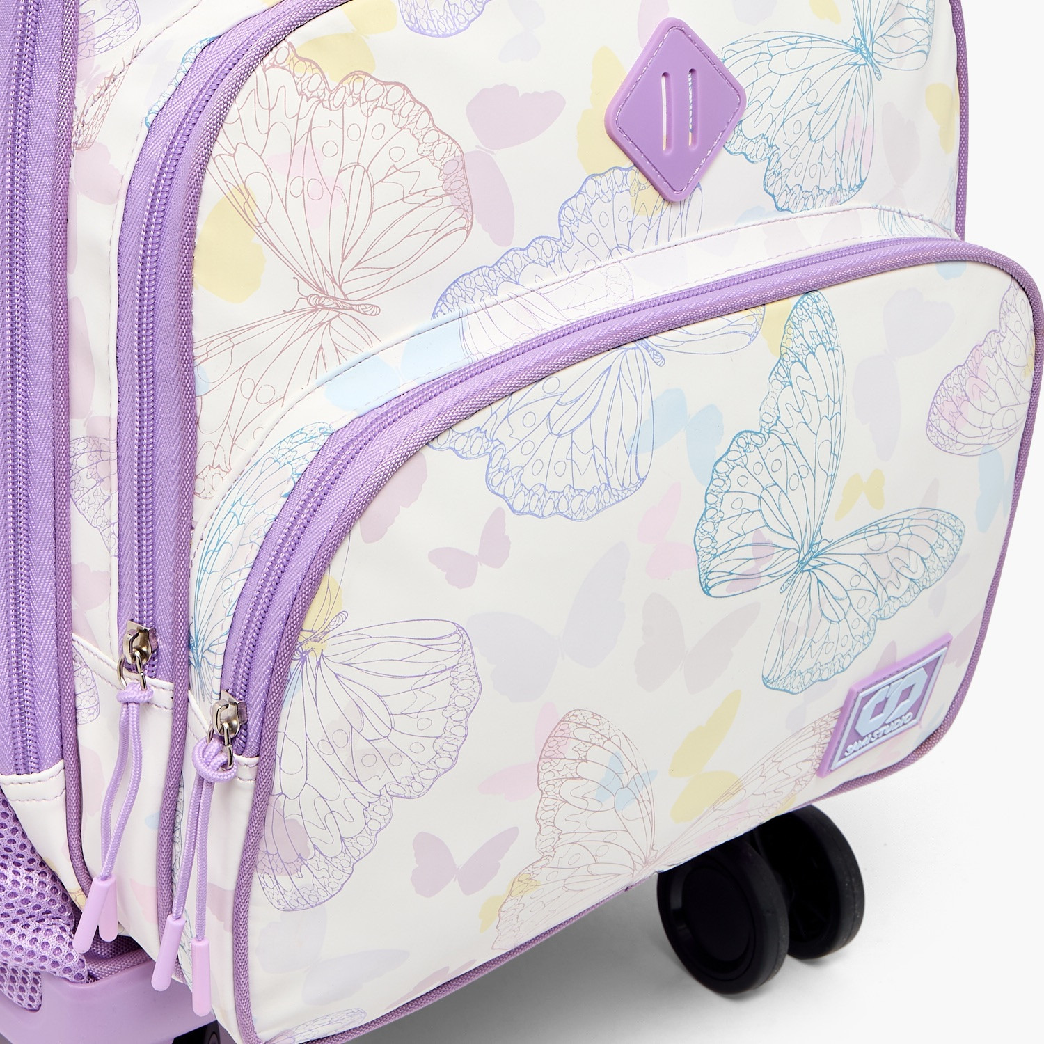 شنطة ترولي للبنات من 8-13 سنة بأحزمة مبطنة وطبعات فراشات من سامي ستوديو - 18 بوصة-school-bagsandbackpacks-trolleybags-image-6