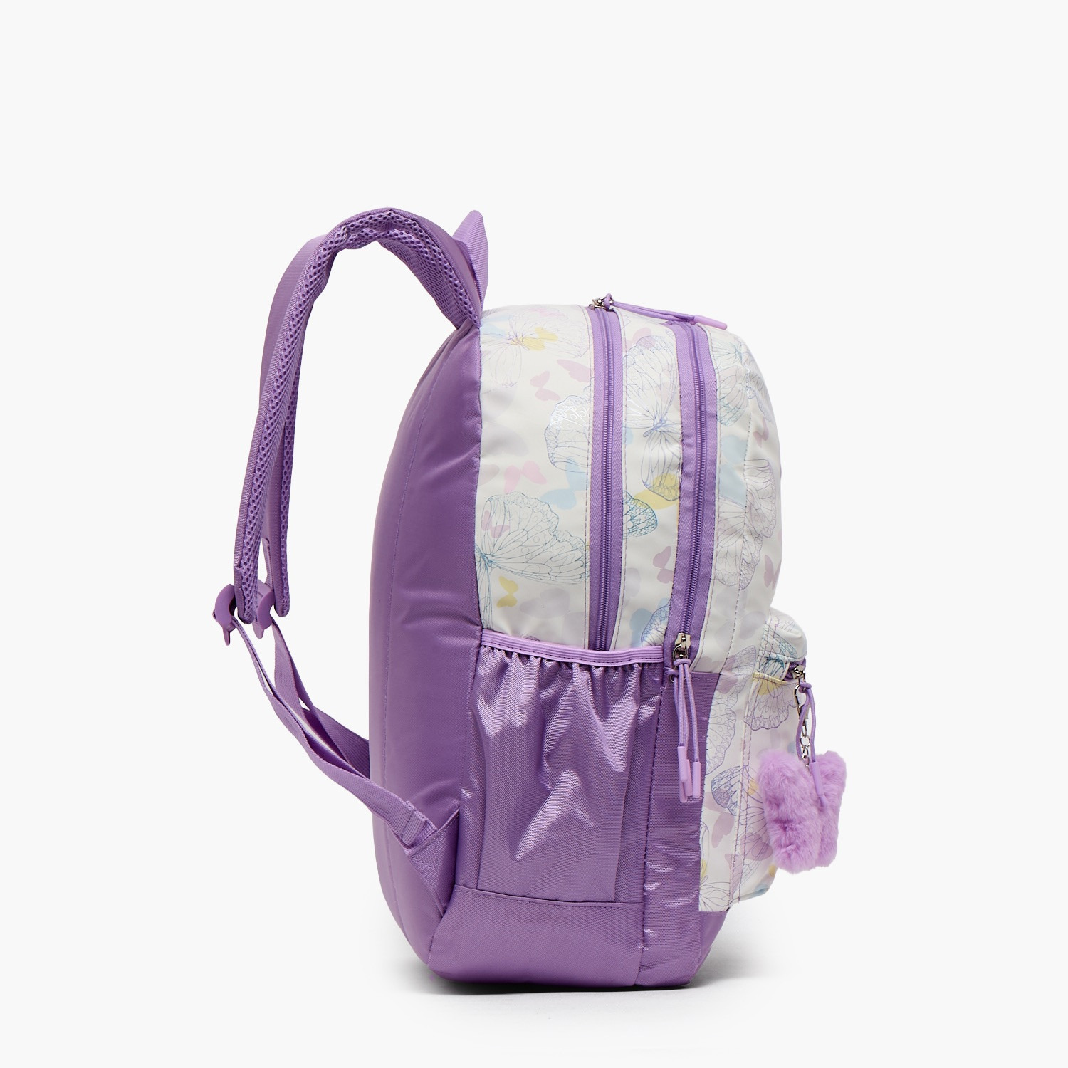 شنطة مدرسية بطبعات فراشات وحمالات كتف مبطنة للبنات 8-13 سنوات من سامي ستديو - 17 بوصة-school-bagsandbackpacks-backpacks-image-3