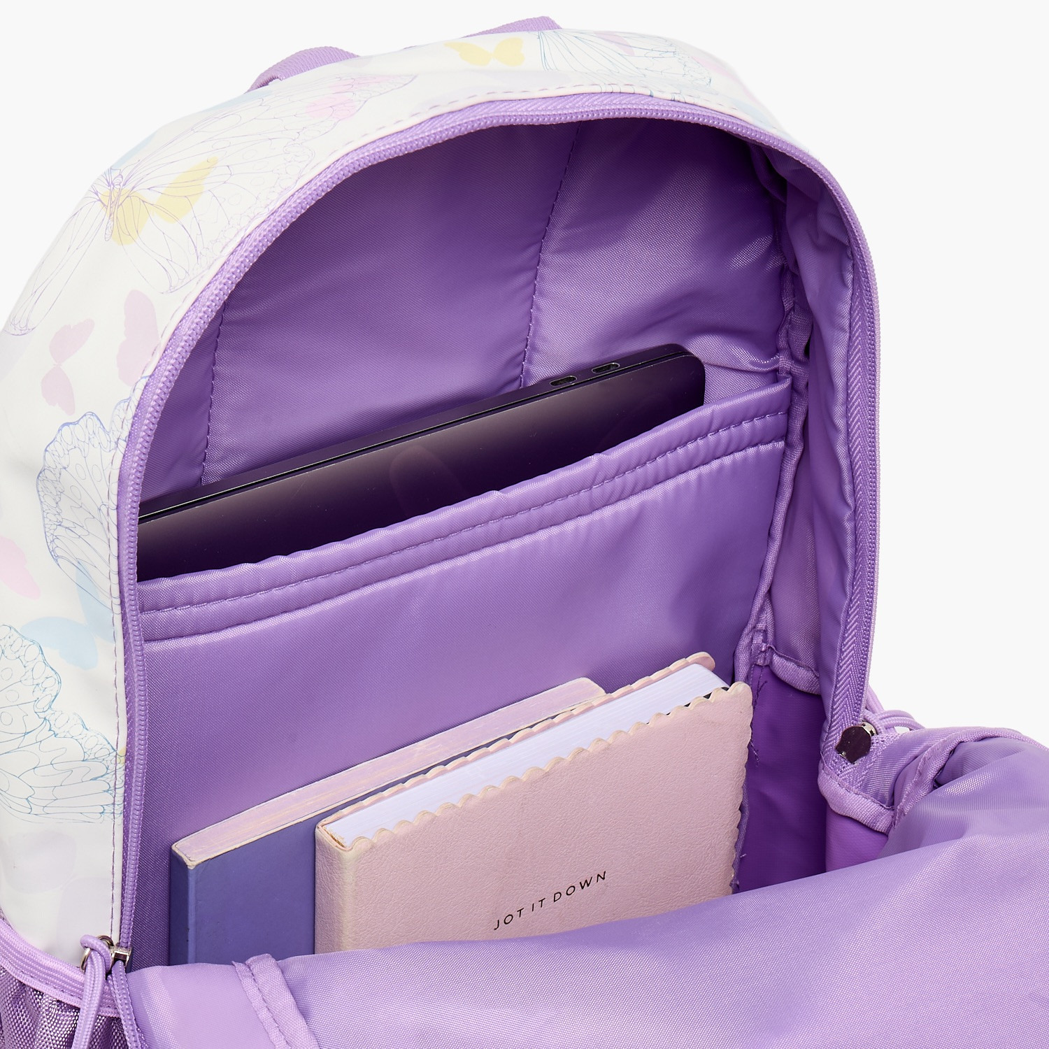 شنطة مدرسية بطبعات فراشات وحمالات كتف مبطنة للبنات 8-13 سنوات من سامي ستديو - 17 بوصة-school-bagsandbackpacks-backpacks-image-7