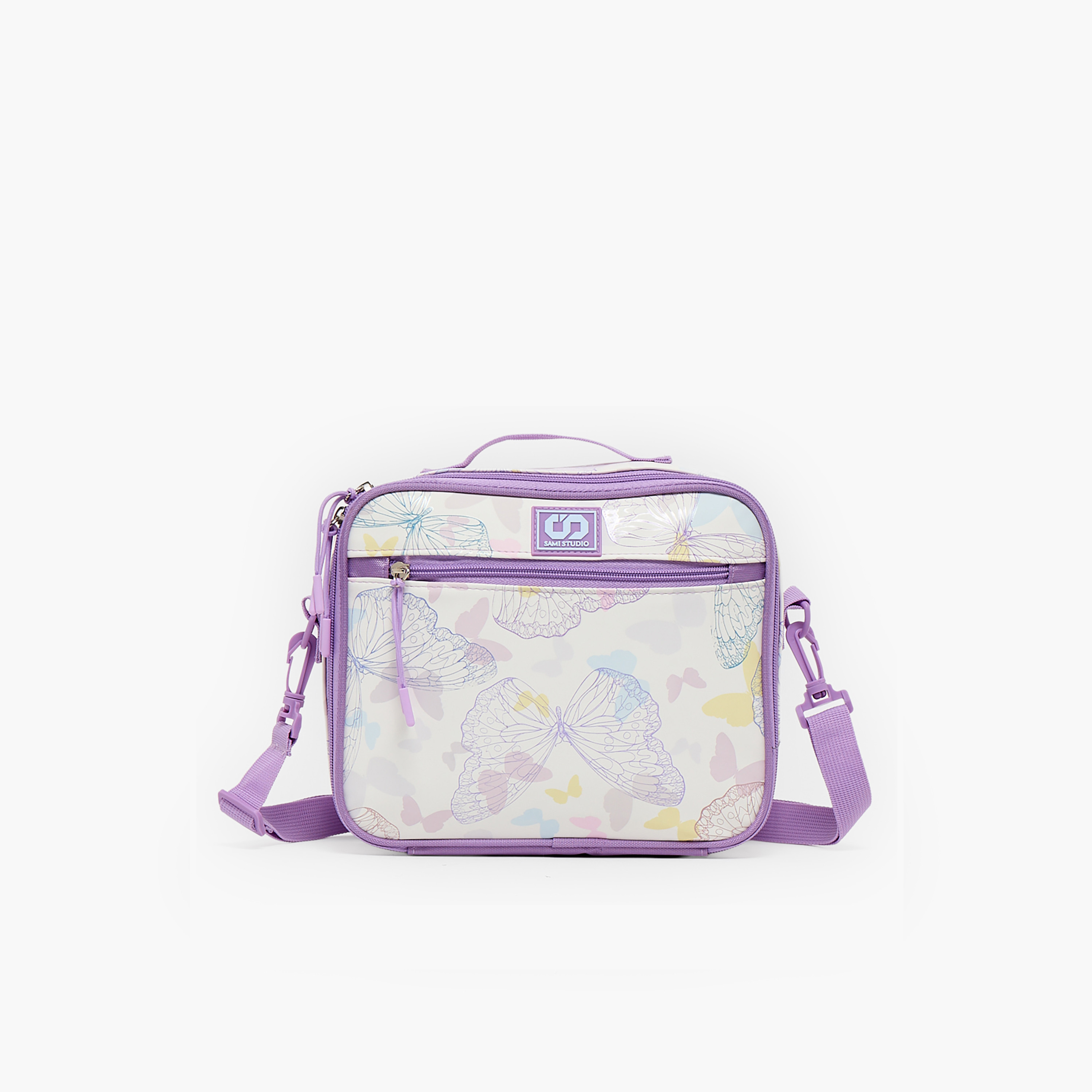 شنطة غداء بطبعات فراشة وحزام قابل للتعديل للبنات من 8 - 13 سنة من سامي ستوديو-school-lunchessentials-lunchbags-image-1