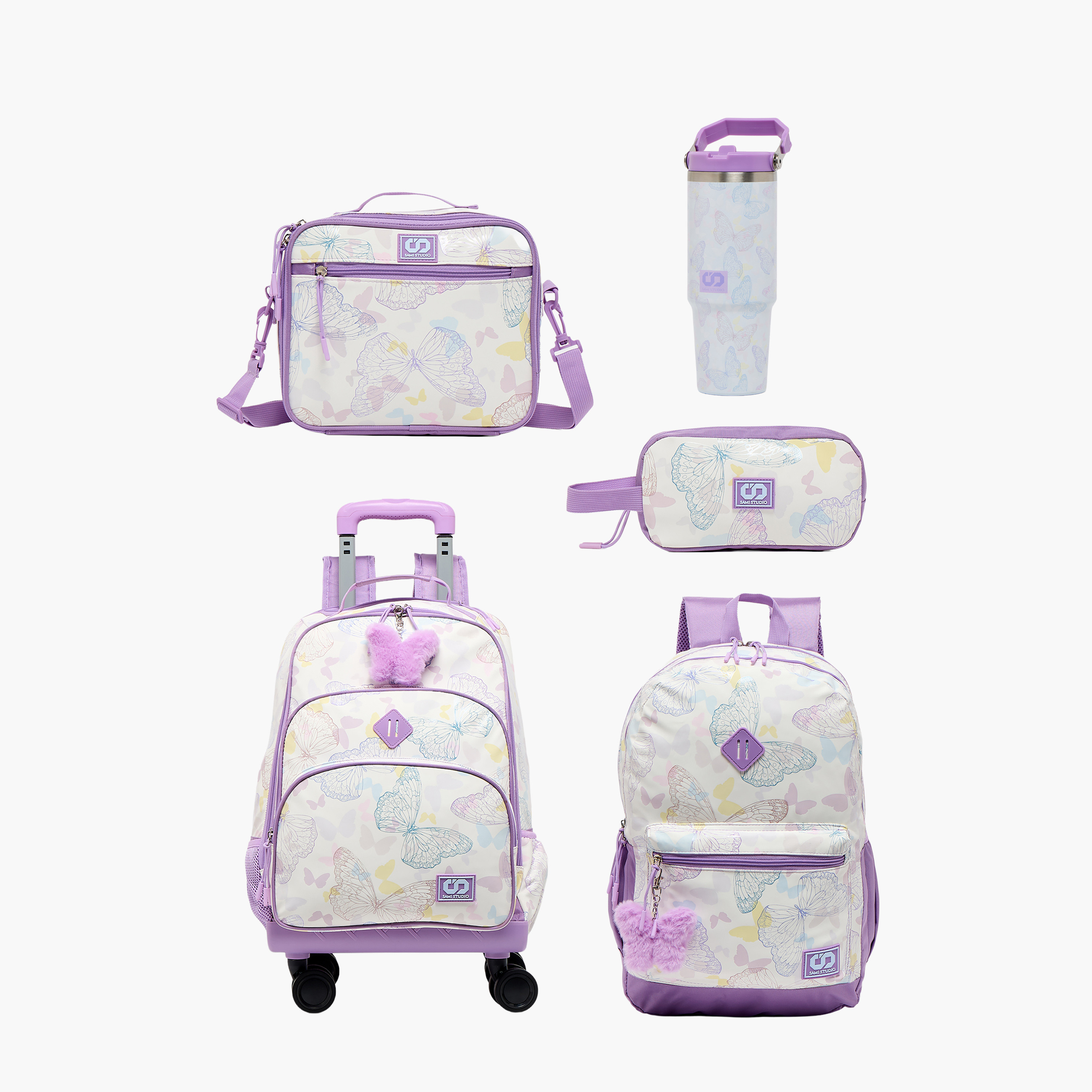 شنطة غداء بطبعات فراشة وحزام قابل للتعديل للبنات من 8 - 13 سنة من سامي ستوديو-school-lunchessentials-lunchbags-image-11