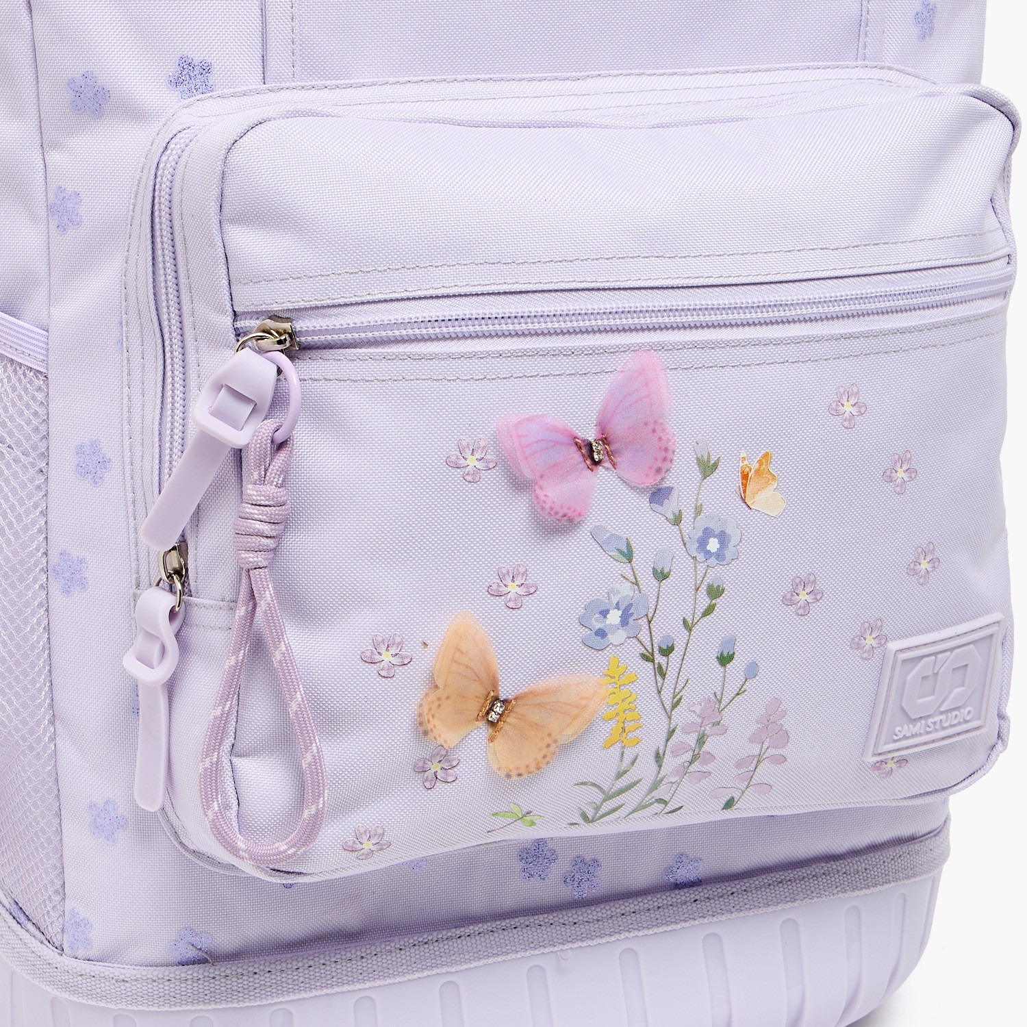شنطة ترولي بسحاب إغلاق للبنات 8 -13 سنة وبطبعات زهرية من سامي ستوديو - 17 بوصة-school-bagsandbackpacks-trolleybags-image-4