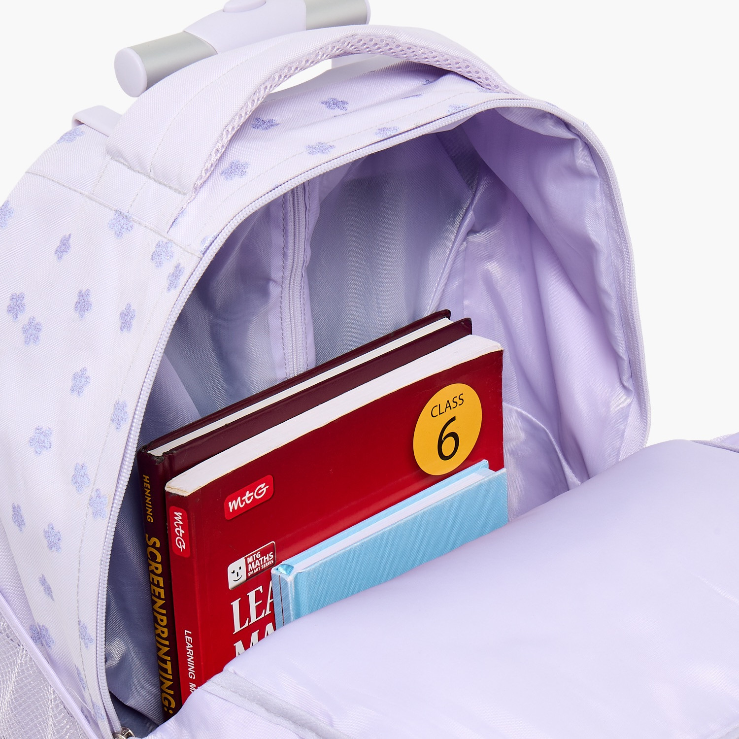 شنطة ترولي بسحاب إغلاق للبنات 8 -13 سنة وبطبعات زهرية من سامي ستوديو - 17 بوصة-school-bagsandbackpacks-trolleybags-image-6