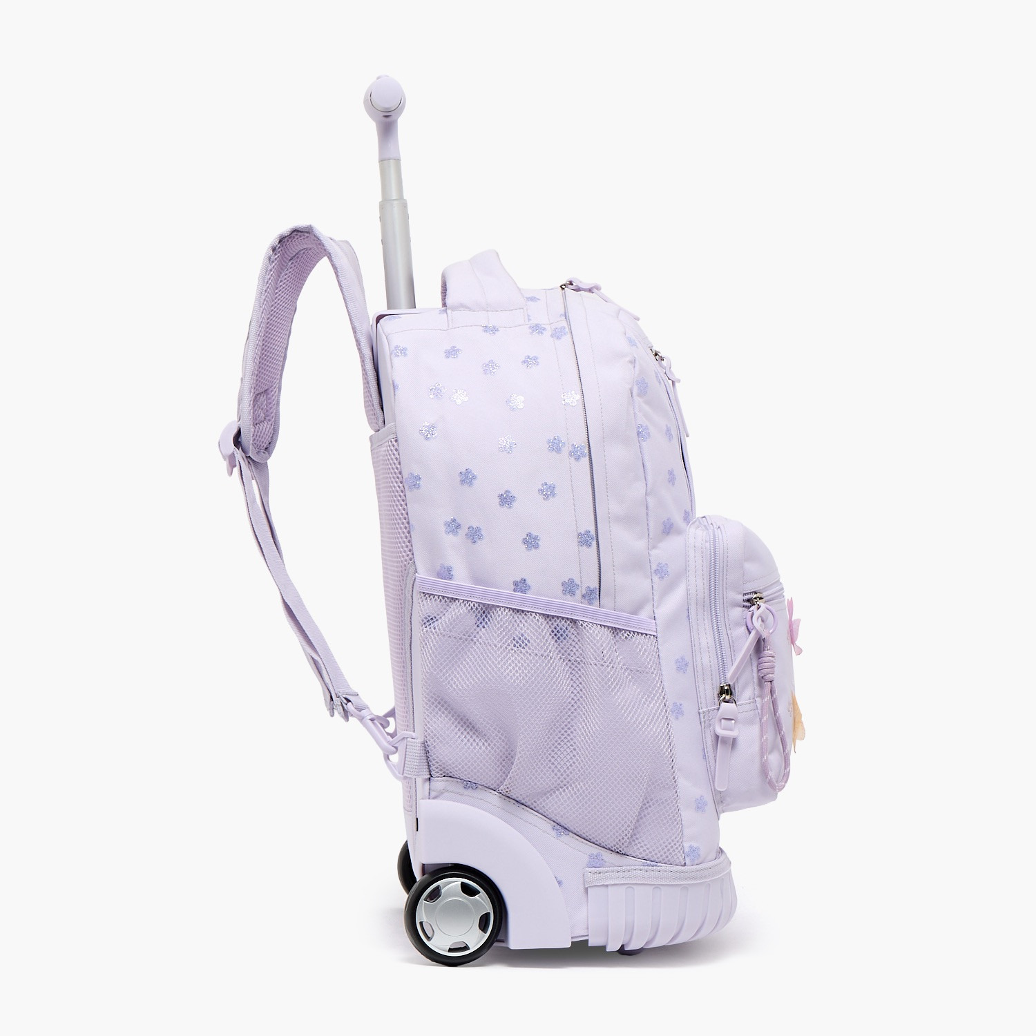 شنطة ترولي بسحاب إغلاق للبنات 8 -13 سنة وبطبعات زهرية من سامي ستوديو - 17 بوصة-school-bagsandbackpacks-trolleybags-image-8