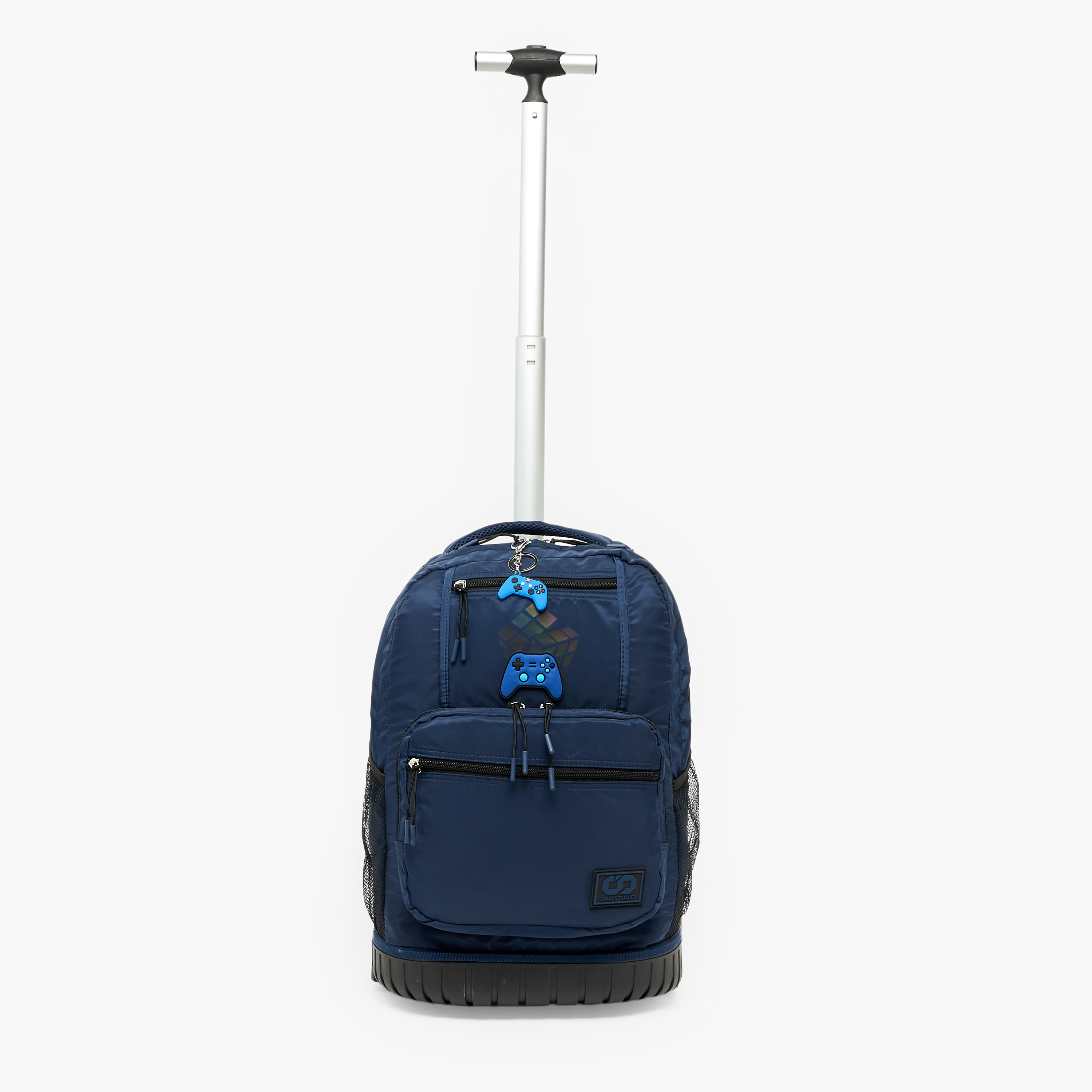 SAMI STUDIO Rubik's Print Trolley Bag for Boys 8-13 Years with Retractable Handle - 17 inches-school-bagsandbackpacks-trolleybags-image-2