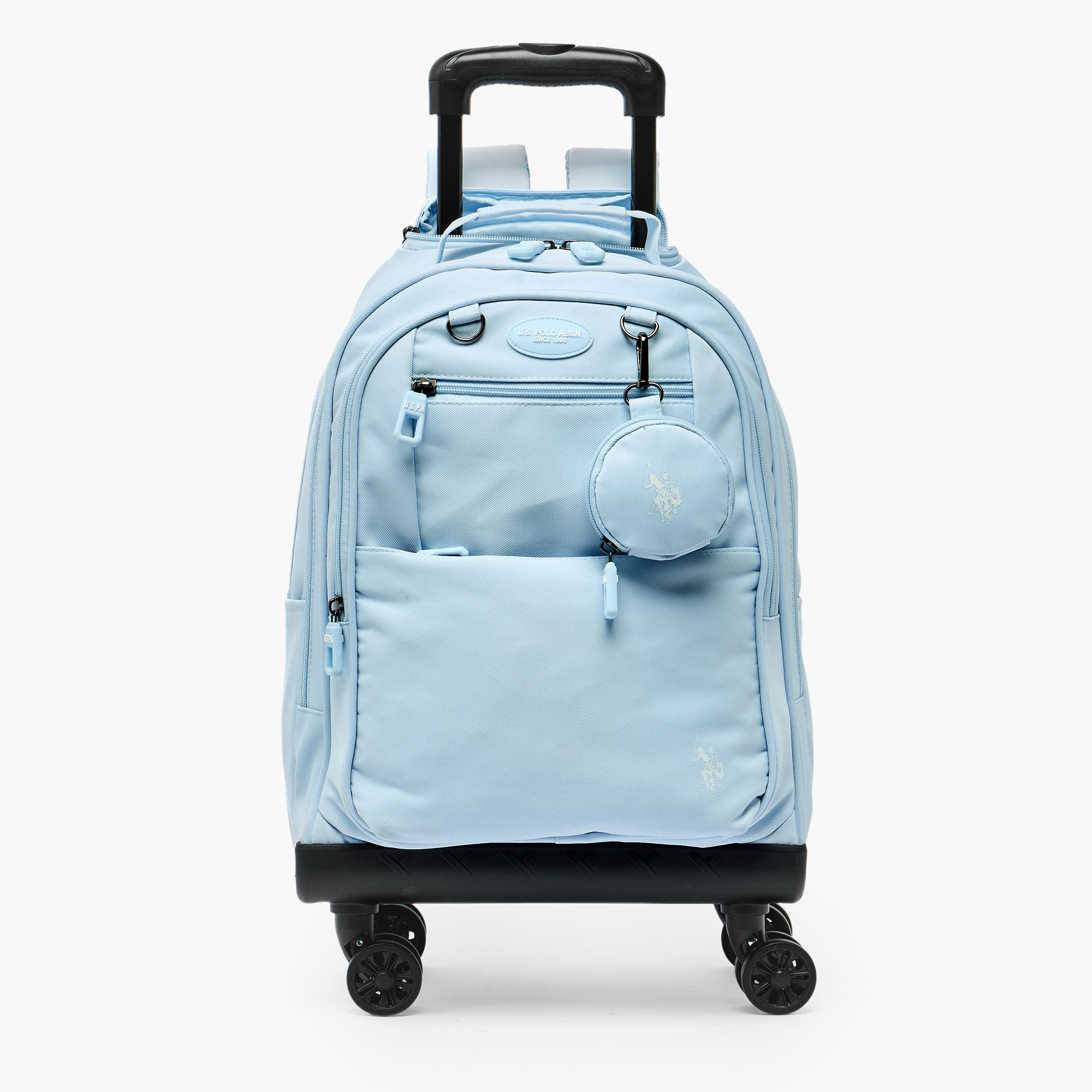 شنطة ترولي سادة للبنات من 8-13 سنة مع مقبض قابل للسحب من يو اس بولو أسن - 19 بوصة-school-bagsandbackpacks-trolleybags-image-1
