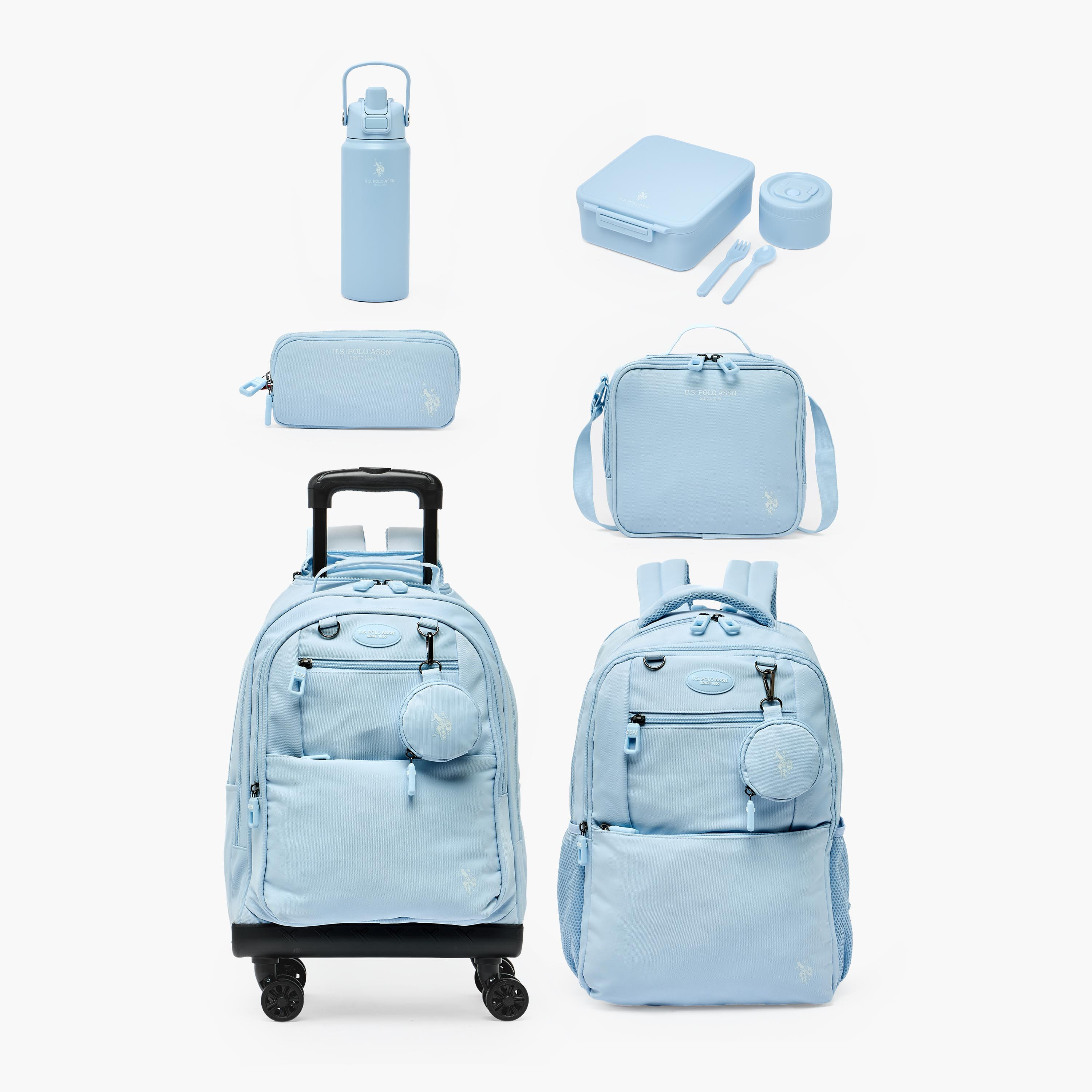 شنطة ترولي سادة للبنات من 8-13 سنة مع مقبض قابل للسحب من يو اس بولو أسن - 19 بوصة-school-bagsandbackpacks-trolleybags-image-13