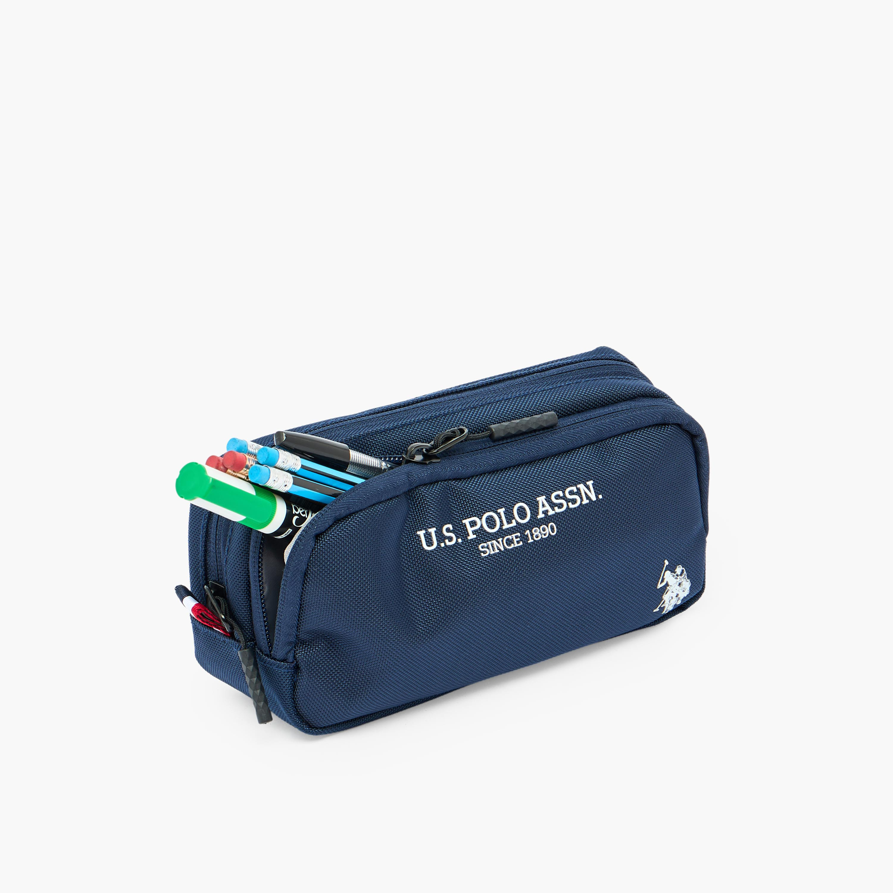 مقلمة بقسمين وطبعات شعار من يو إس بولو أسن-school-stationery-pencilcases-image-6