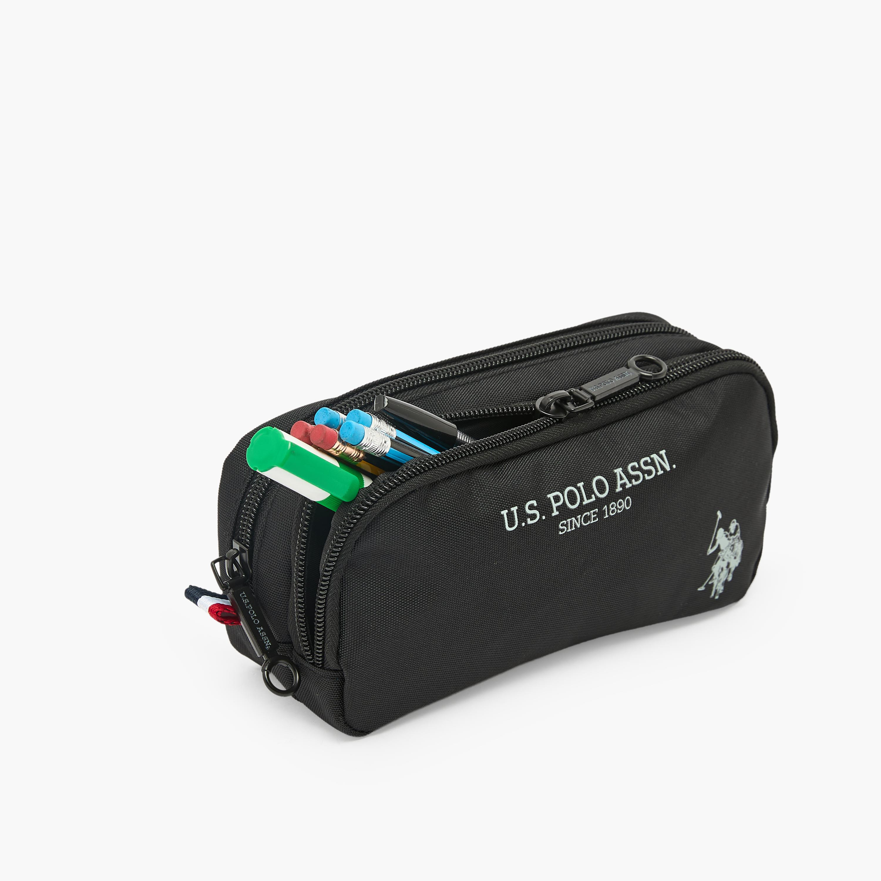 مقلمة بسحاب إغلاق وطبعات الشعار من يو إس بولو أسن-school-stationery-pencilcases-image-6