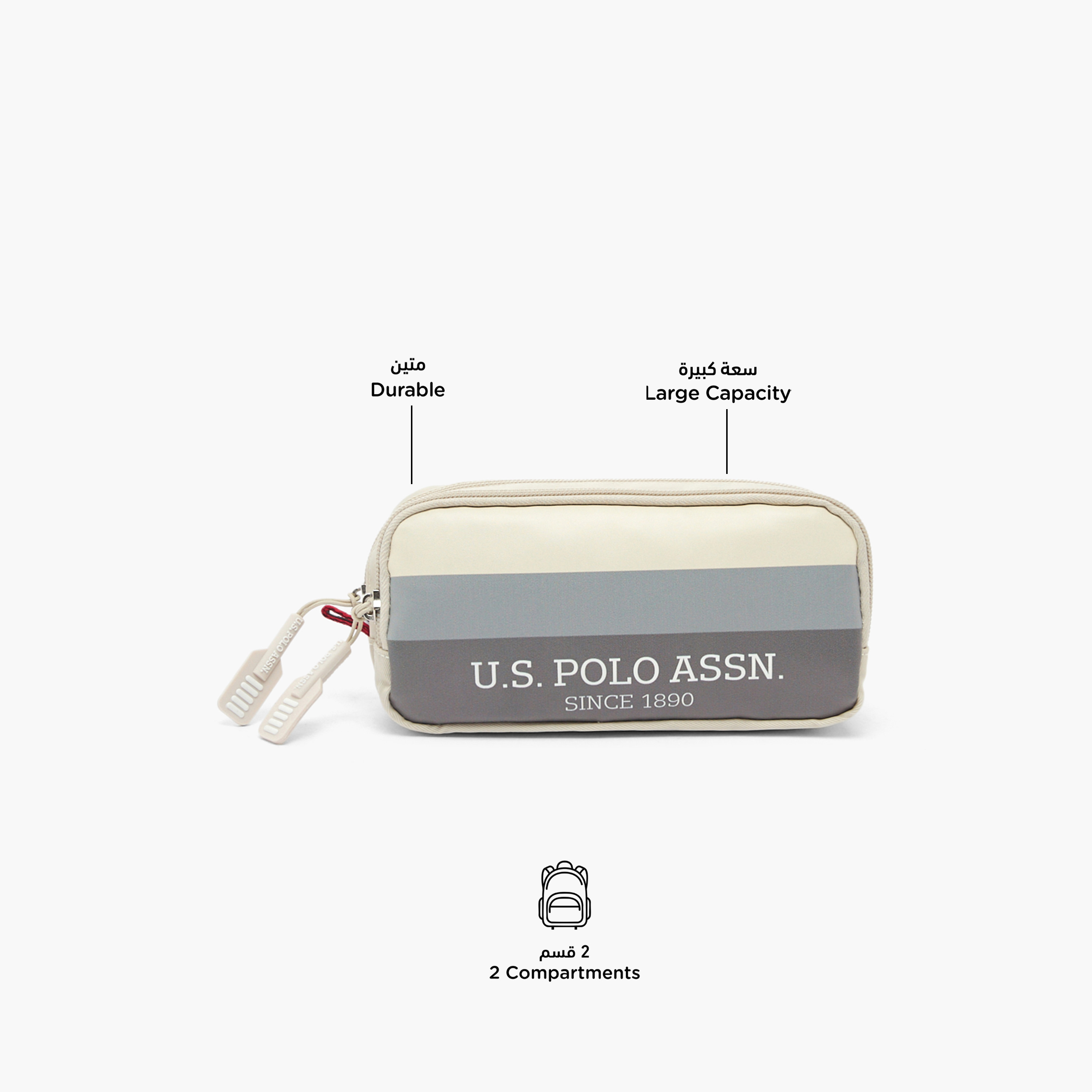 US POLO ASSN. Printed Pencil Pouch with 2 Compartments-school-stationery-pencilcases-image-2