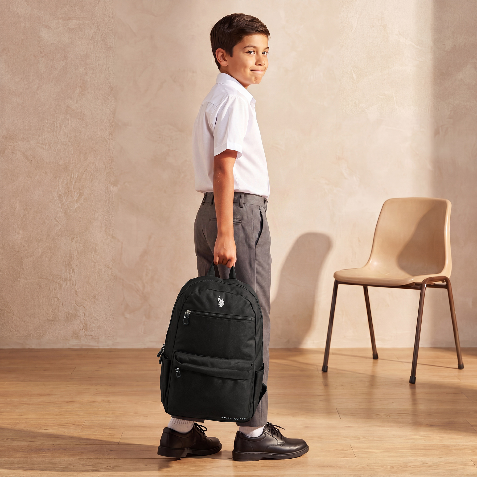 US POLO ASSN. Solid Backpack for Boys 8-13 Years with Adjustable Shoulder Straps - 18 inches-school-bagsandbackpacks-backpacks-image-3
