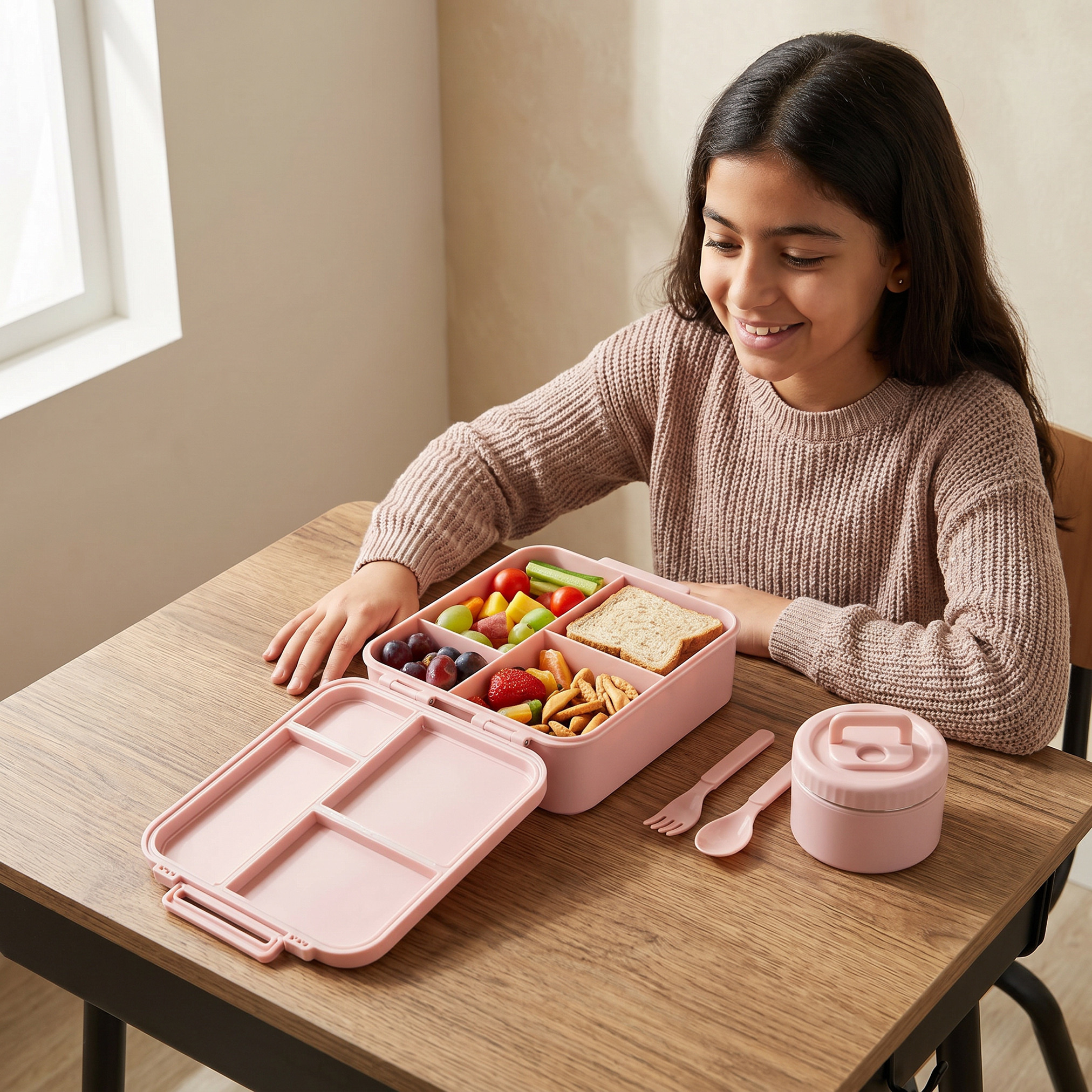 US POLO ASSN. Solid Bento Lunch Box for Girls with Soup Bowl - 1.7 L-school-lunchessentials-lunchboxes-image-3