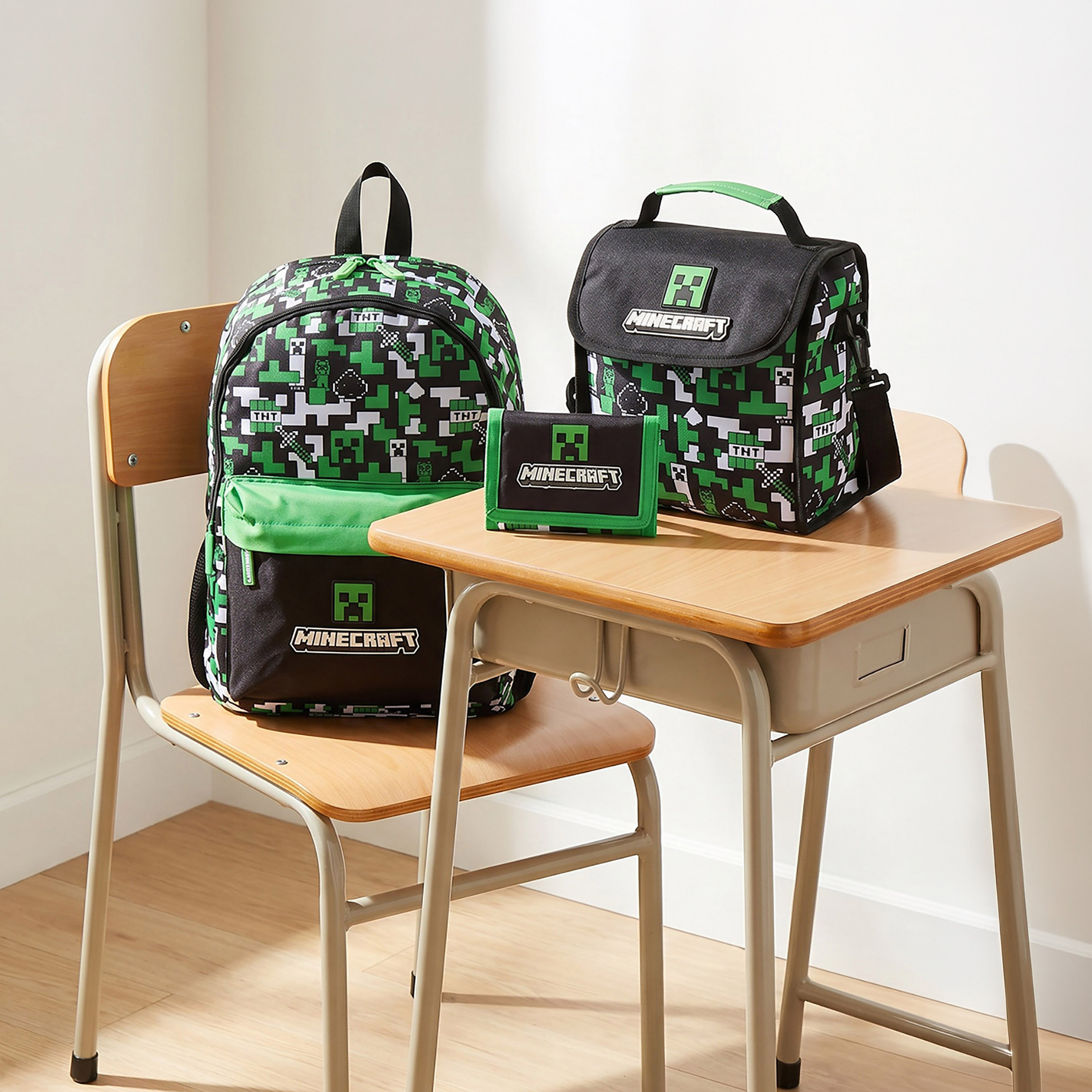 طقم شنطة ظهر مدرسية 3 قطع بطبعات للأولاد بعمر 13 سنة فأكثر من ماينكرافت-school-bagsandbackpacks-backpacks-image-1