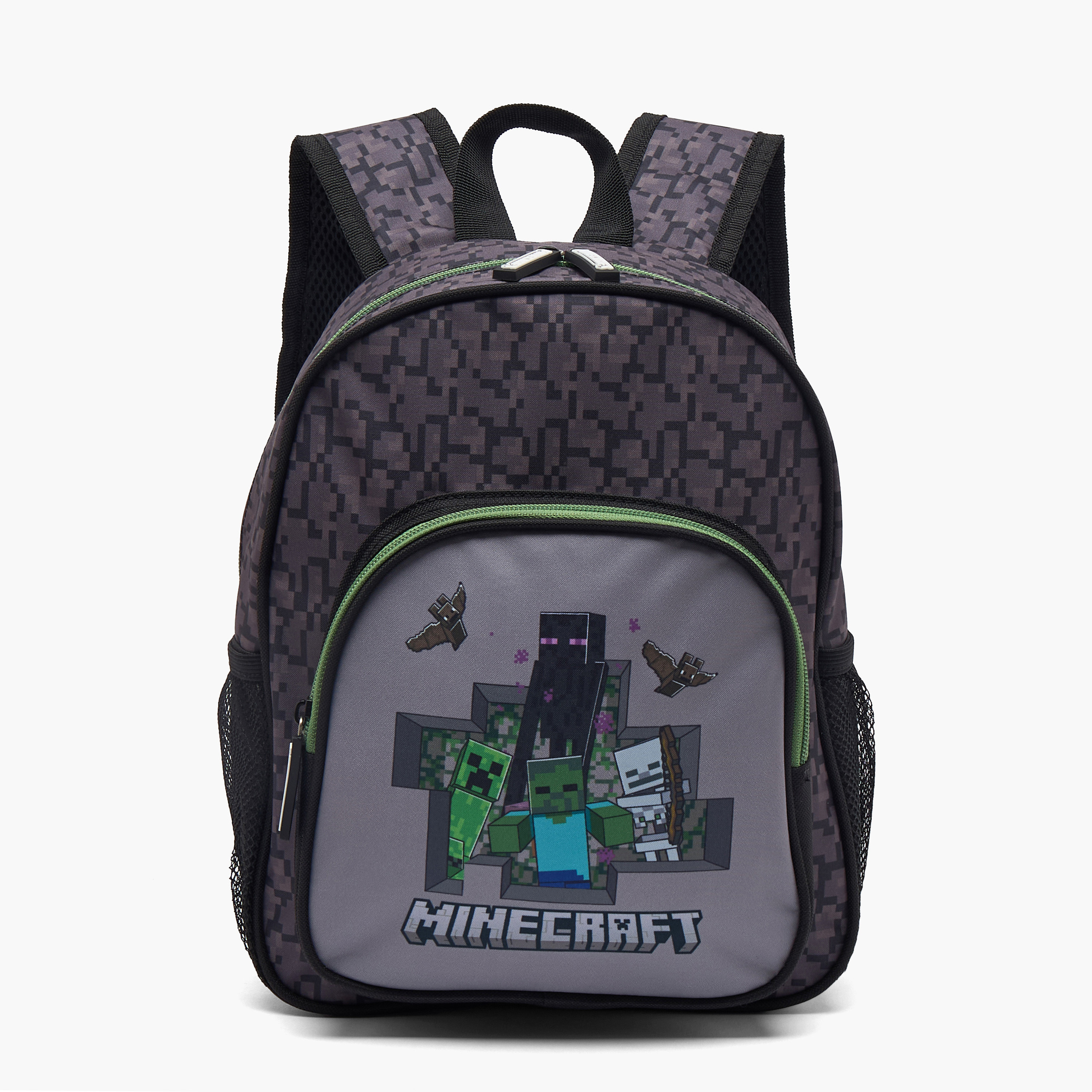 Minecraft Pixelated Print Backpack for Boys 13 Years+ with Padded Shoulder Straps-boys-accessories-bagsandbackpacks-image-1