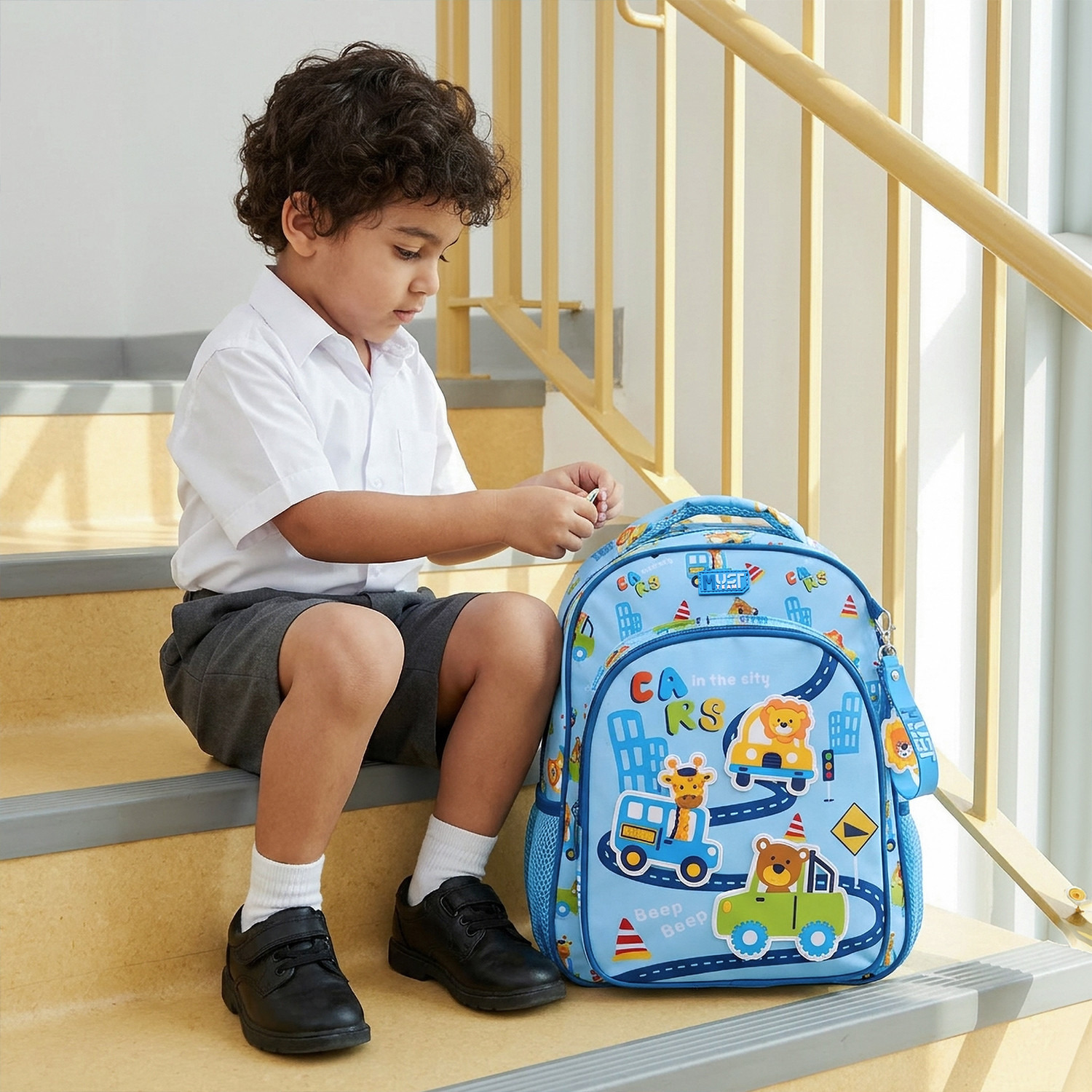 MustTeam Printed Backpack for Boys 2-5 Years with Adjustable Shoulder Straps - 12 inches-school-bagsandbackpacks-backpacks-image-3
