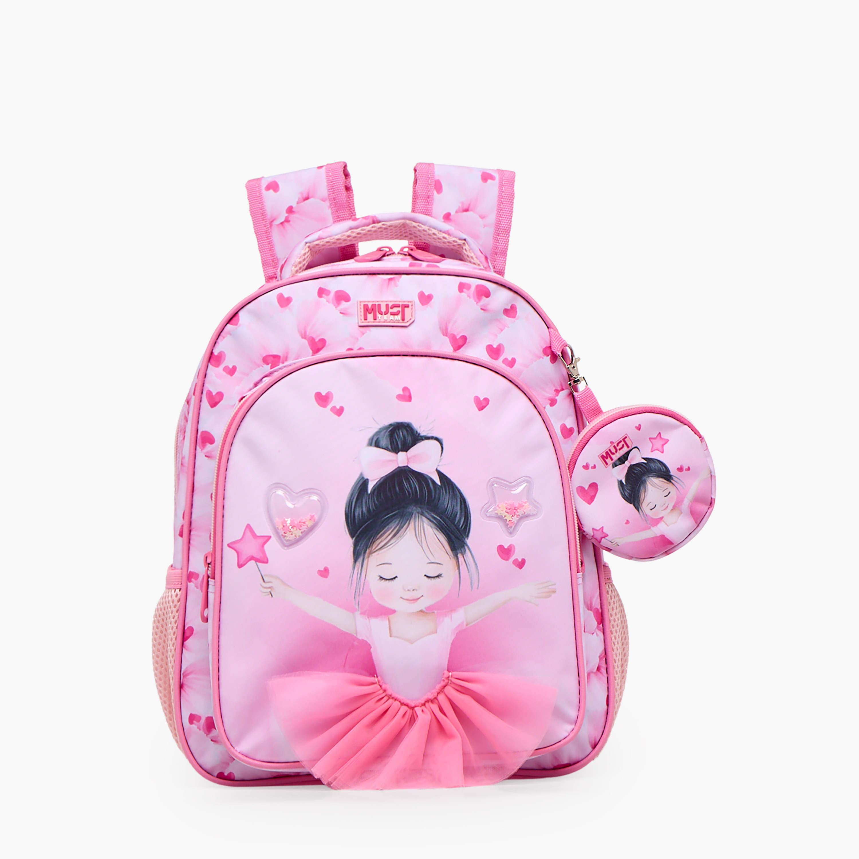 MustTeam Ballerina Print Backpack for Girls 2-5 Years with Adjustable Straps - 12 inches-school-bagsandbackpacks-backpacks-image-1
