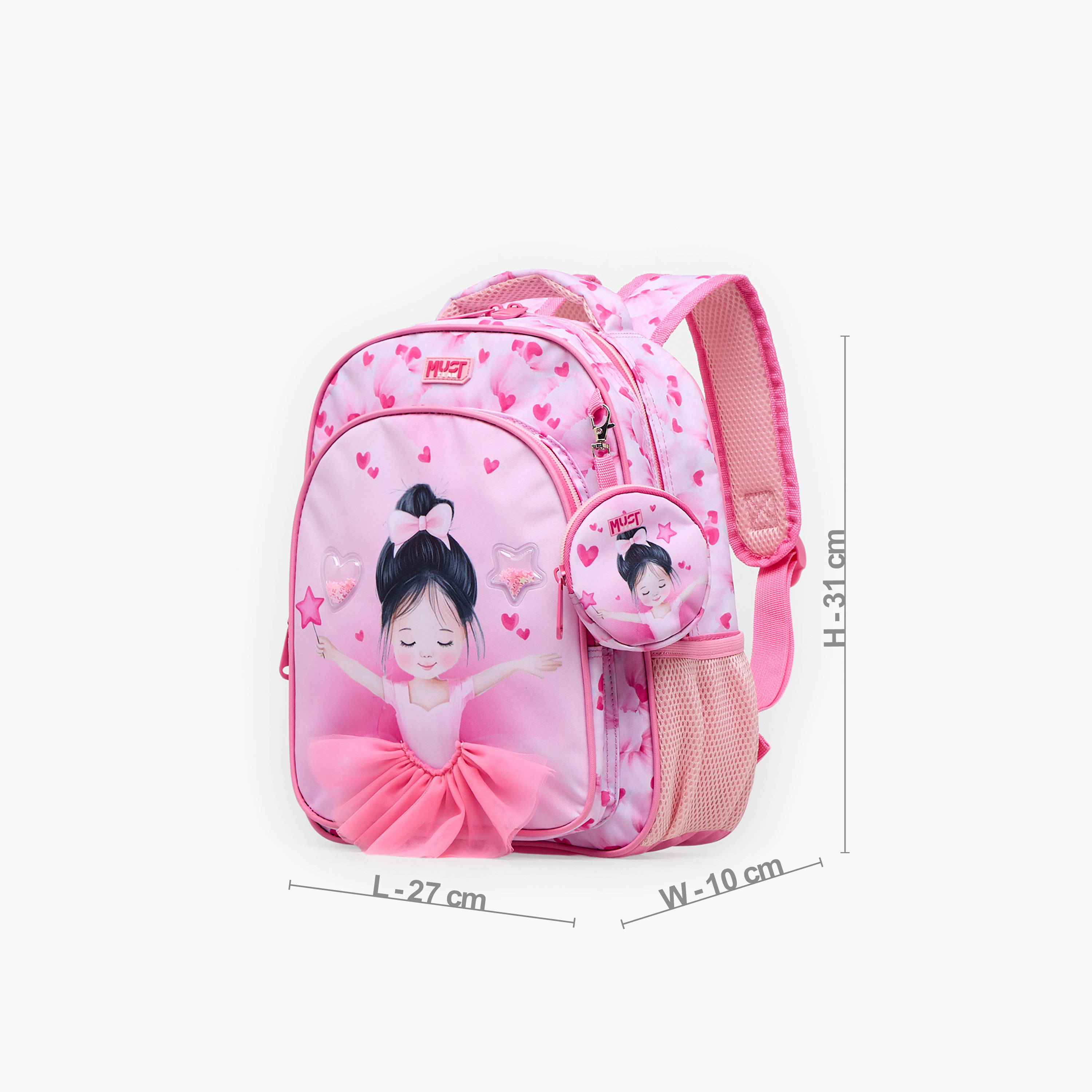 MustTeam Ballerina Print Backpack for Girls 2-5 Years with Adjustable Straps - 12 inches-school-bagsandbackpacks-backpacks-image-7