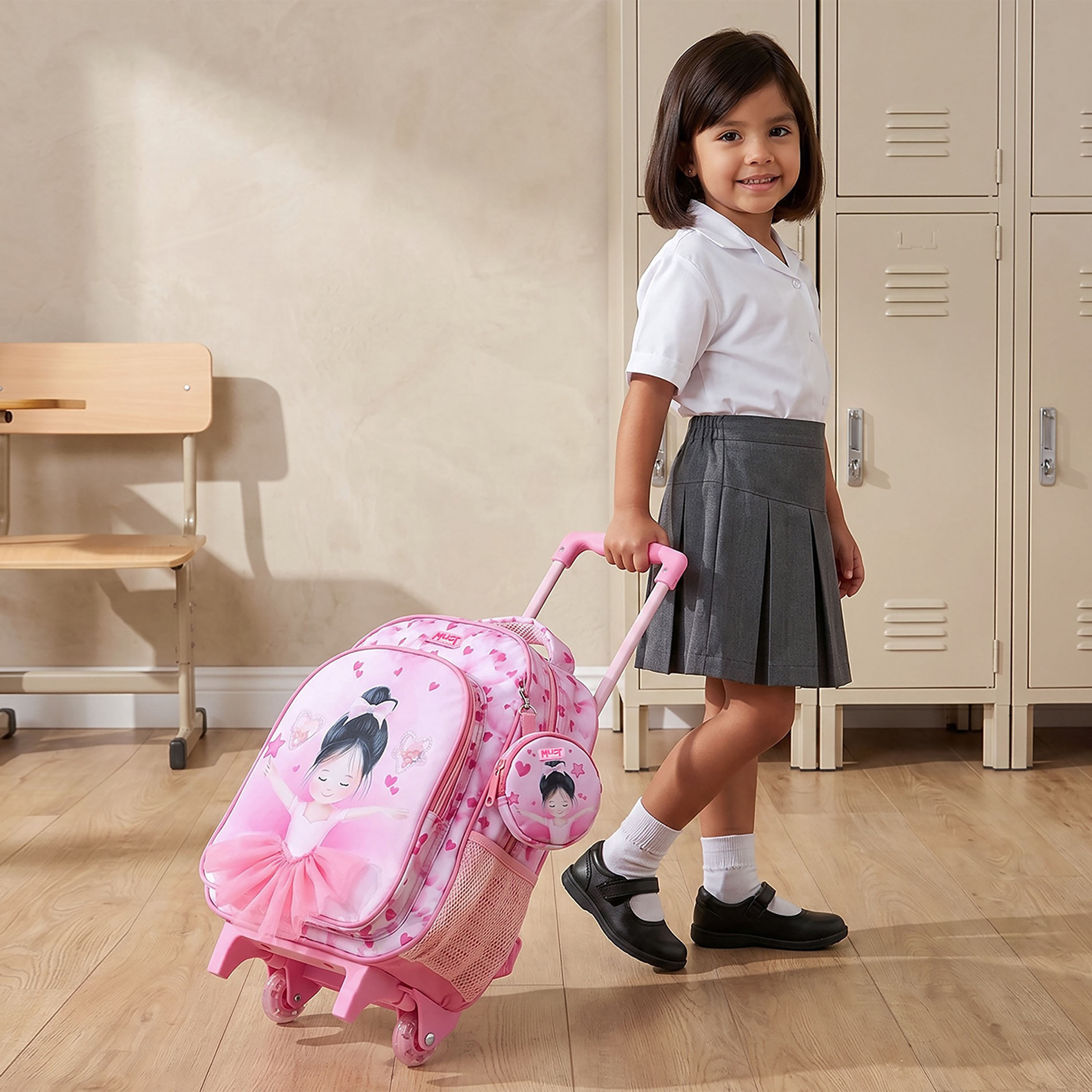 شنطة ترولي بطبعة باليرينا للبنات من 2 - 5 سنوات مع مقبض قابل للسحب من ماست تيم - 12 بوصة-school-bagsandbackpacks-trolleybags-image-3