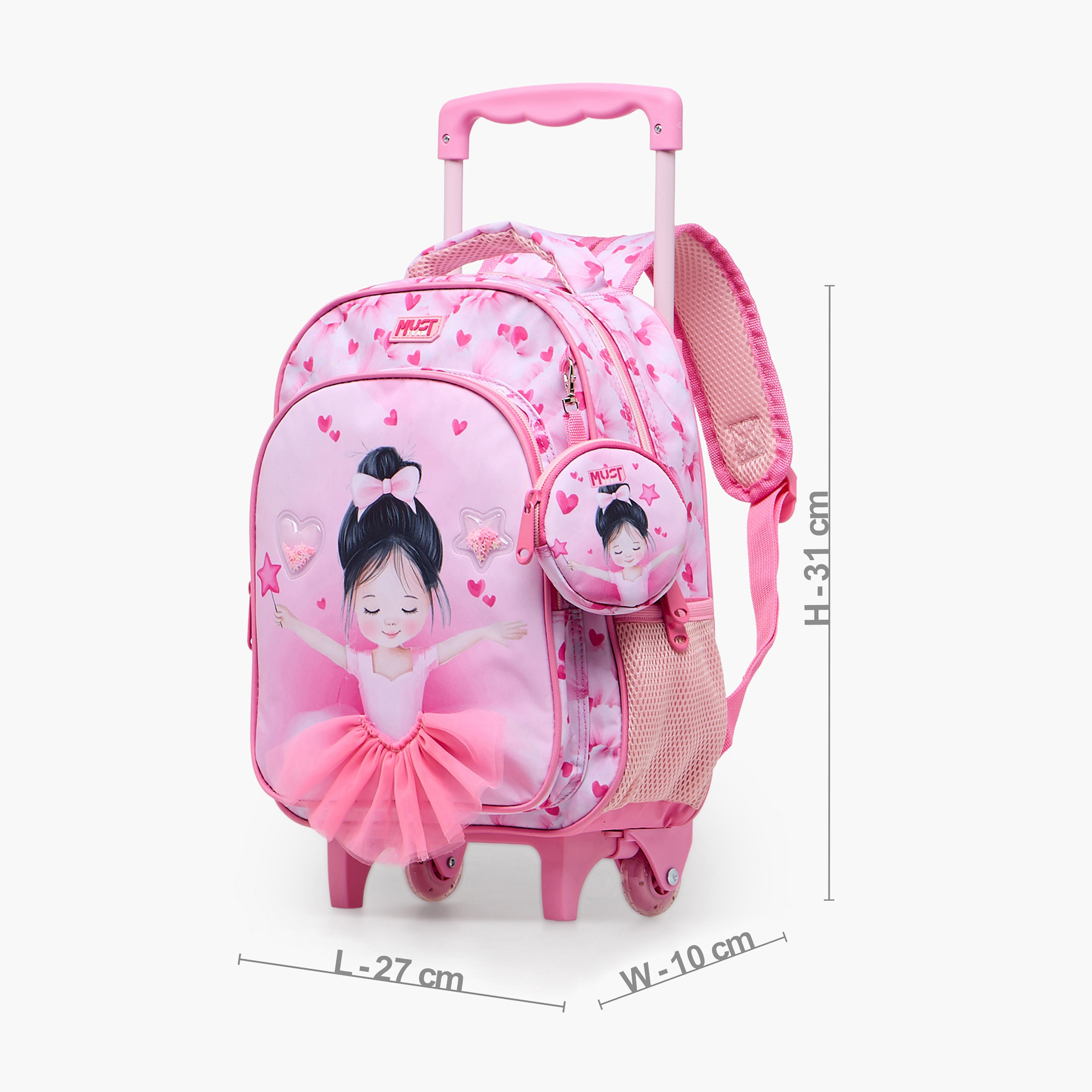 شنطة ترولي بطبعة باليرينا للبنات من 2 - 5 سنوات مع مقبض قابل للسحب من ماست تيم - 12 بوصة-school-bagsandbackpacks-trolleybags-image-8