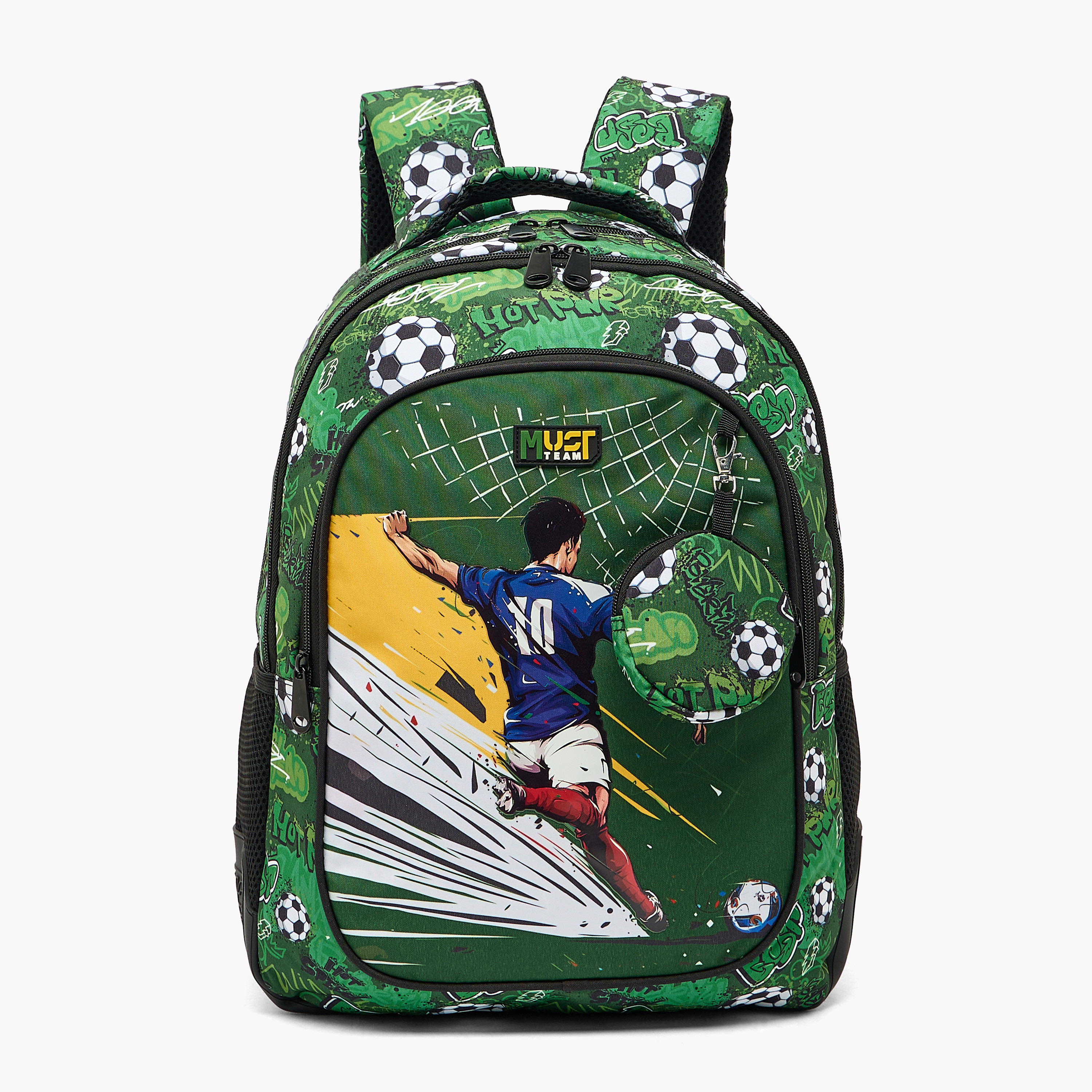 شنطة ظهر للأولاد 5-8 سنوات بأحزمة مبطنة وطبعات كرة قدم من مست تيم - 17 بوصة-school-bagsandbackpacks-backpacks-image-1