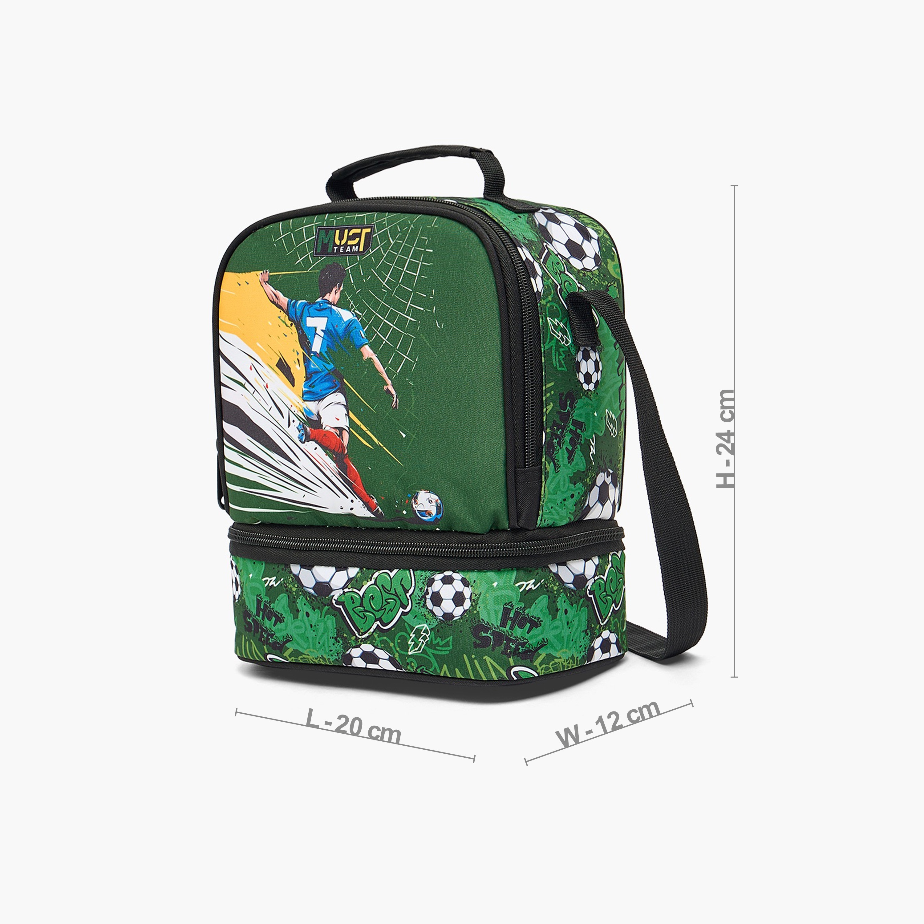 شنطة غداء بحزام قابل للتعديل وطبعات كرة قدم للأولاد بعمر 5-8 سنوات من ماست تيم-school-lunchessentials-lunchbags-image-8