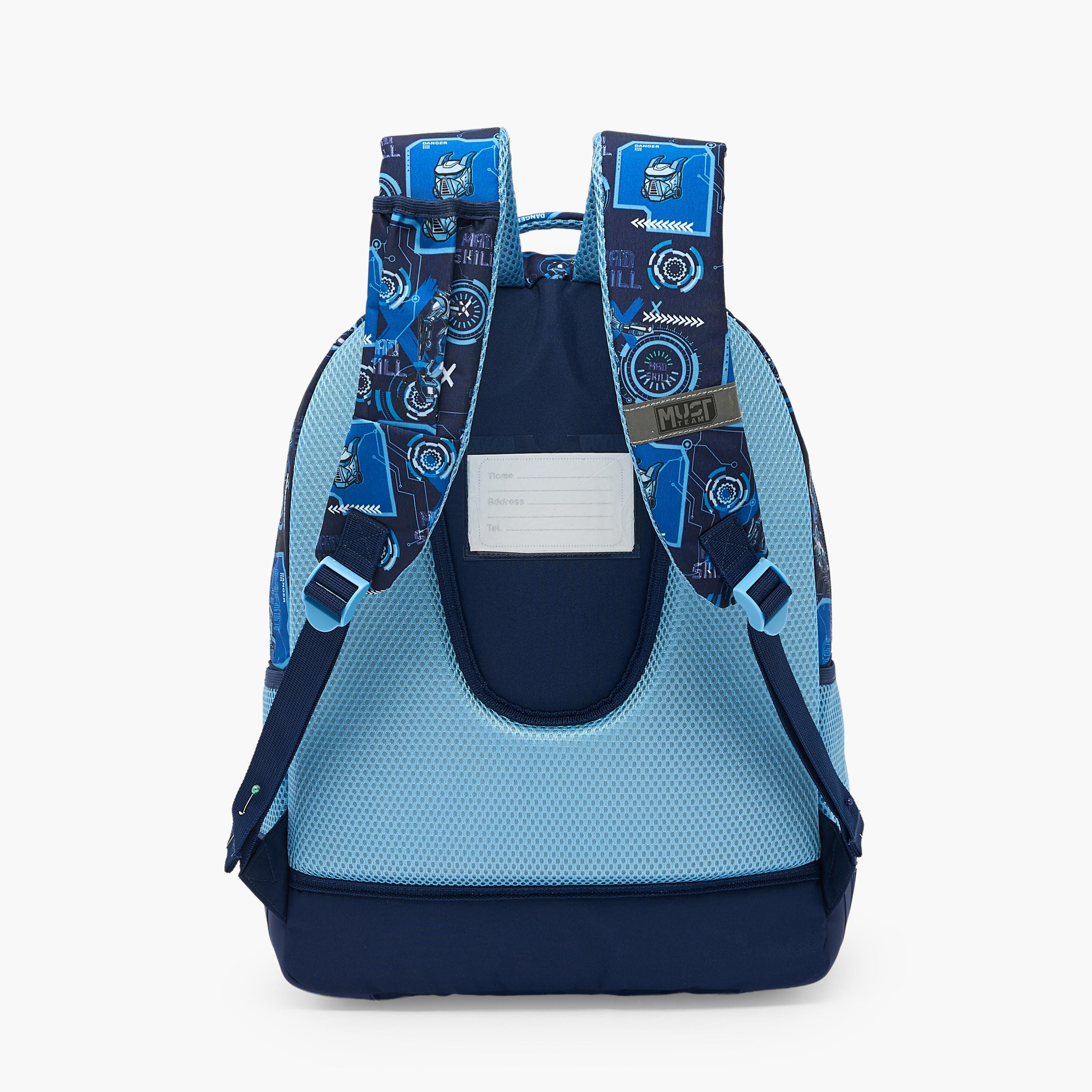 MustTeam Robot Print Backpack for Boys 5-8 Years with Padded Shoulder Straps - 17 inches-school-bagsandbackpacks-backpacks-image-11