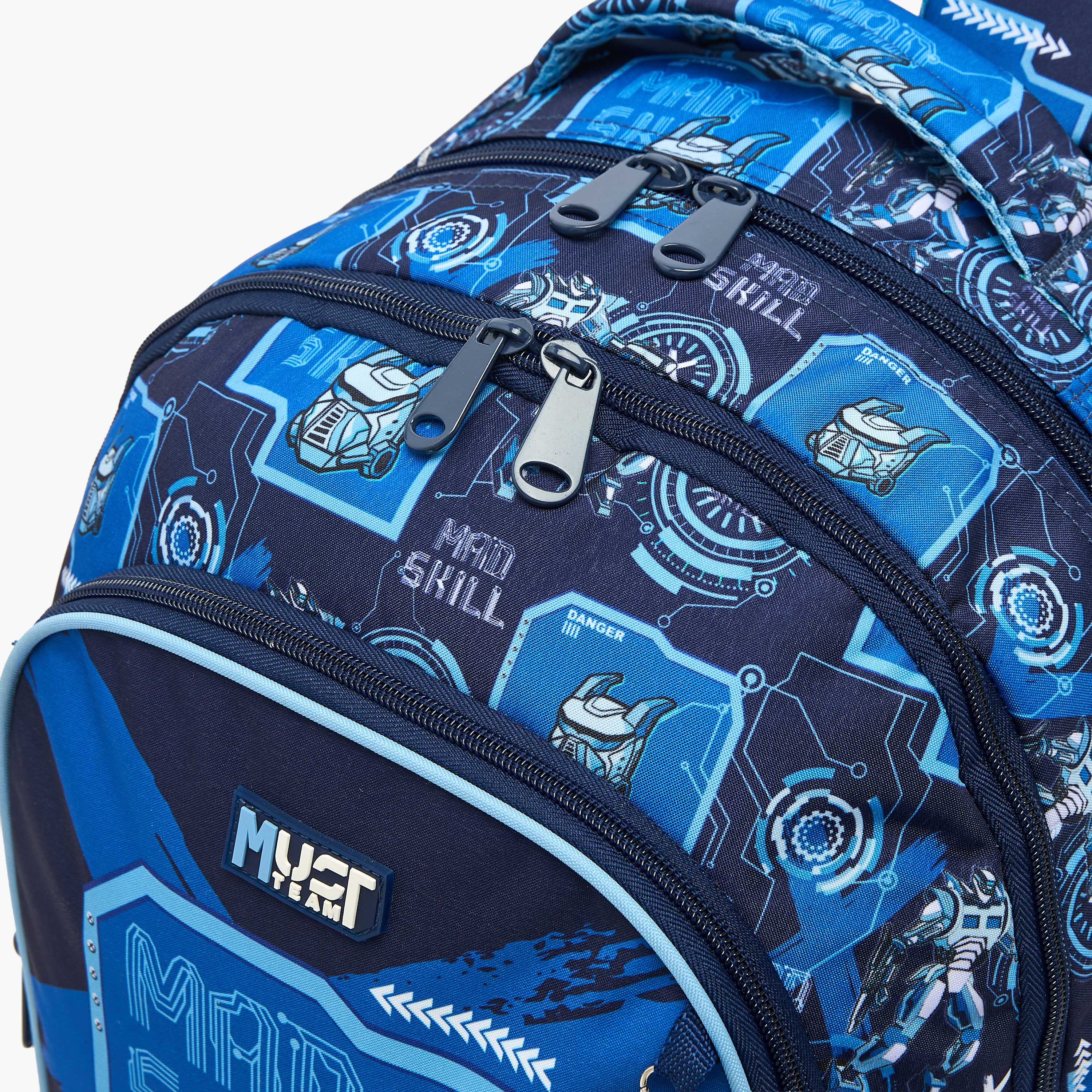 MustTeam Robot Print Backpack for Boys 5-8 Years with Padded Shoulder Straps - 17 inches-school-bagsandbackpacks-backpacks-image-5